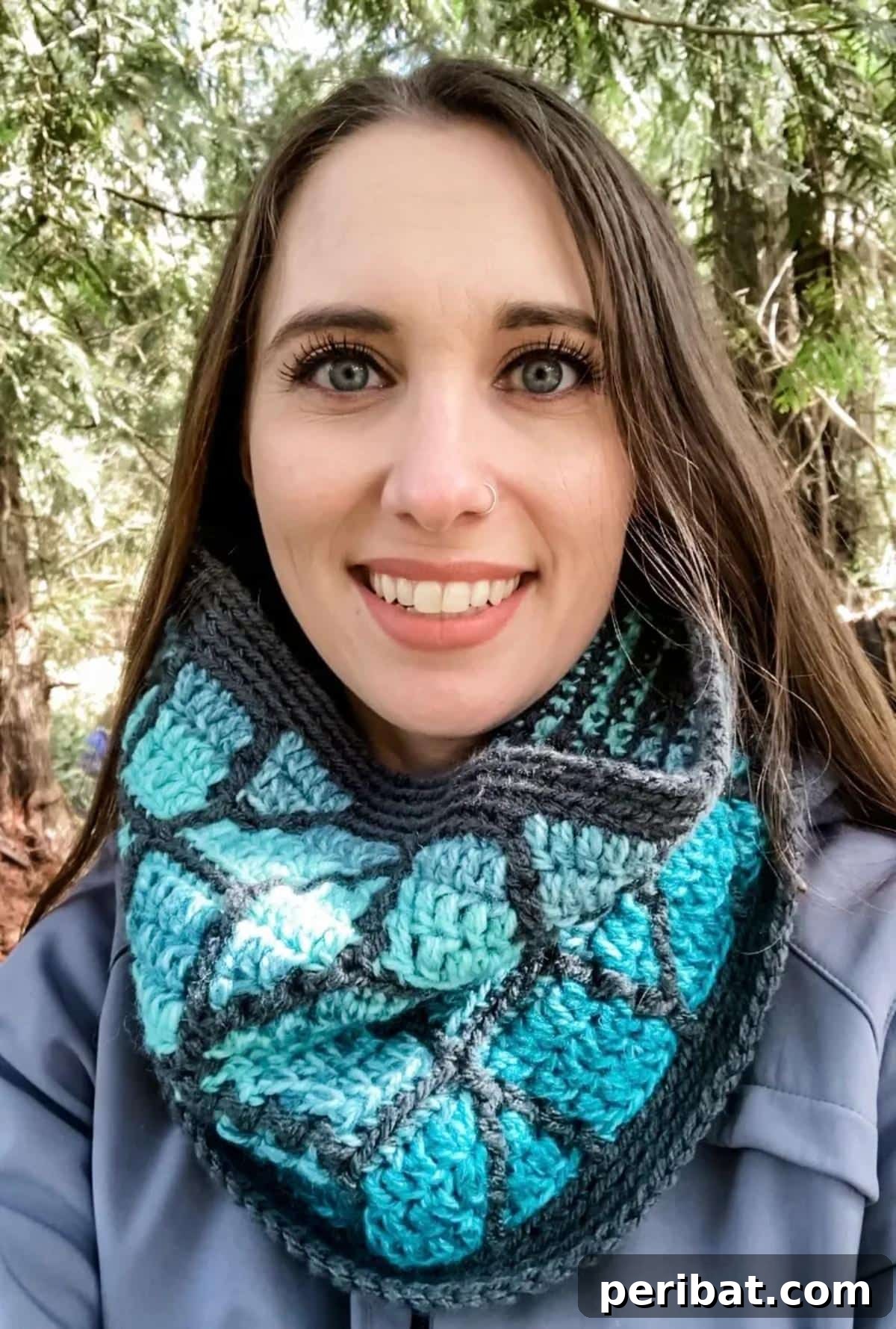 29 Creative Mosaic Crochet Patterns 14 Skyshard Mosaic Cowl - An elegant cowl crafted with overlay mosaic crochet, creating a stained glass effect, perfect for adding sophistication to winter wear.