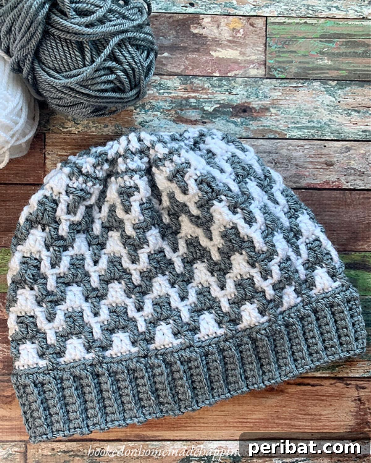 29 Creative Mosaic Crochet Patterns 21 Mosaic Crochet Beanie - A stylish and warm beanie hat with an eye-catching chevron mosaic crochet pattern, perfect for keeping cozy.