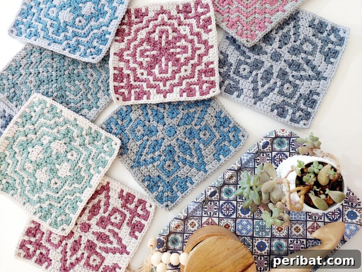 29 Creative Mosaic Crochet Patterns 29 Summer Mosaic Jewels - A collection of twelve unique square mosaic crochet blocks, offering versatility for creating larger, customizable projects year-round.