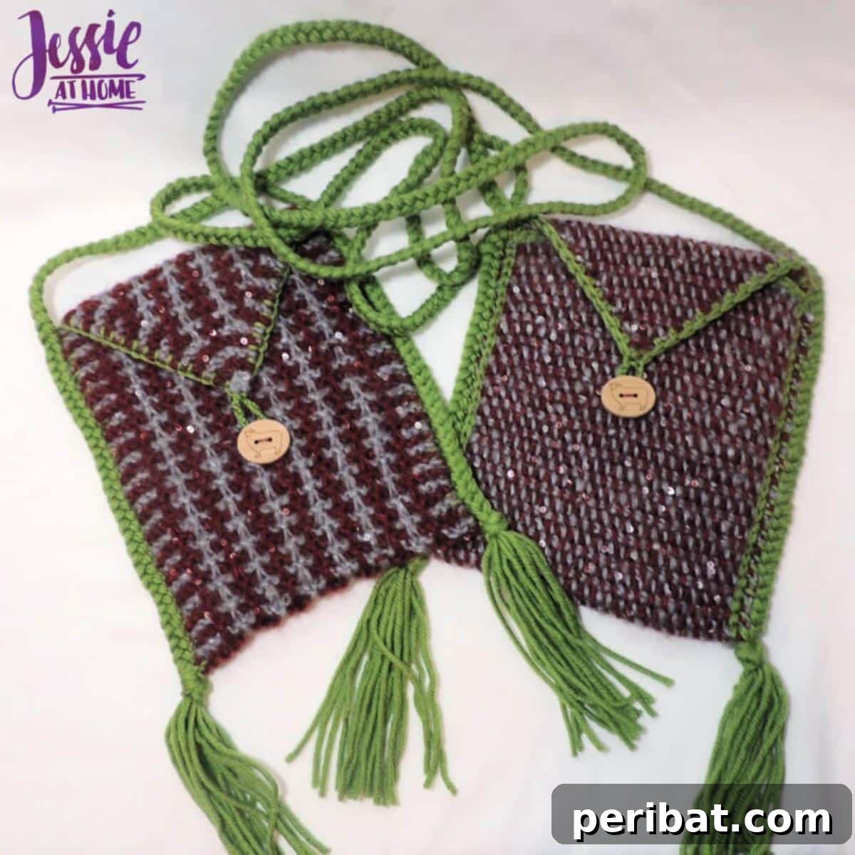 29 Beautiful Tunisian Crochet Projects 23 Quick Little Cross Body Tunisian Bags, showcasing vibrant colors and playful tassels for a stylish accessory.