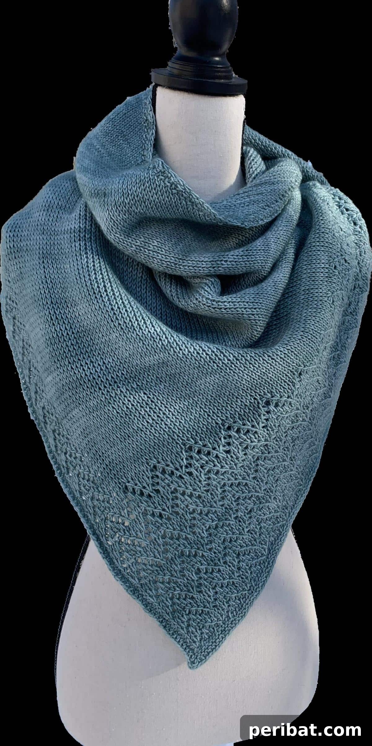 29 Beautiful Tunisian Crochet Projects 28 Diani Wrap Knit Lace Plush Cushy Triangle Shawl, a luxurious wrap with a knit-like appearance and delicate lace details.