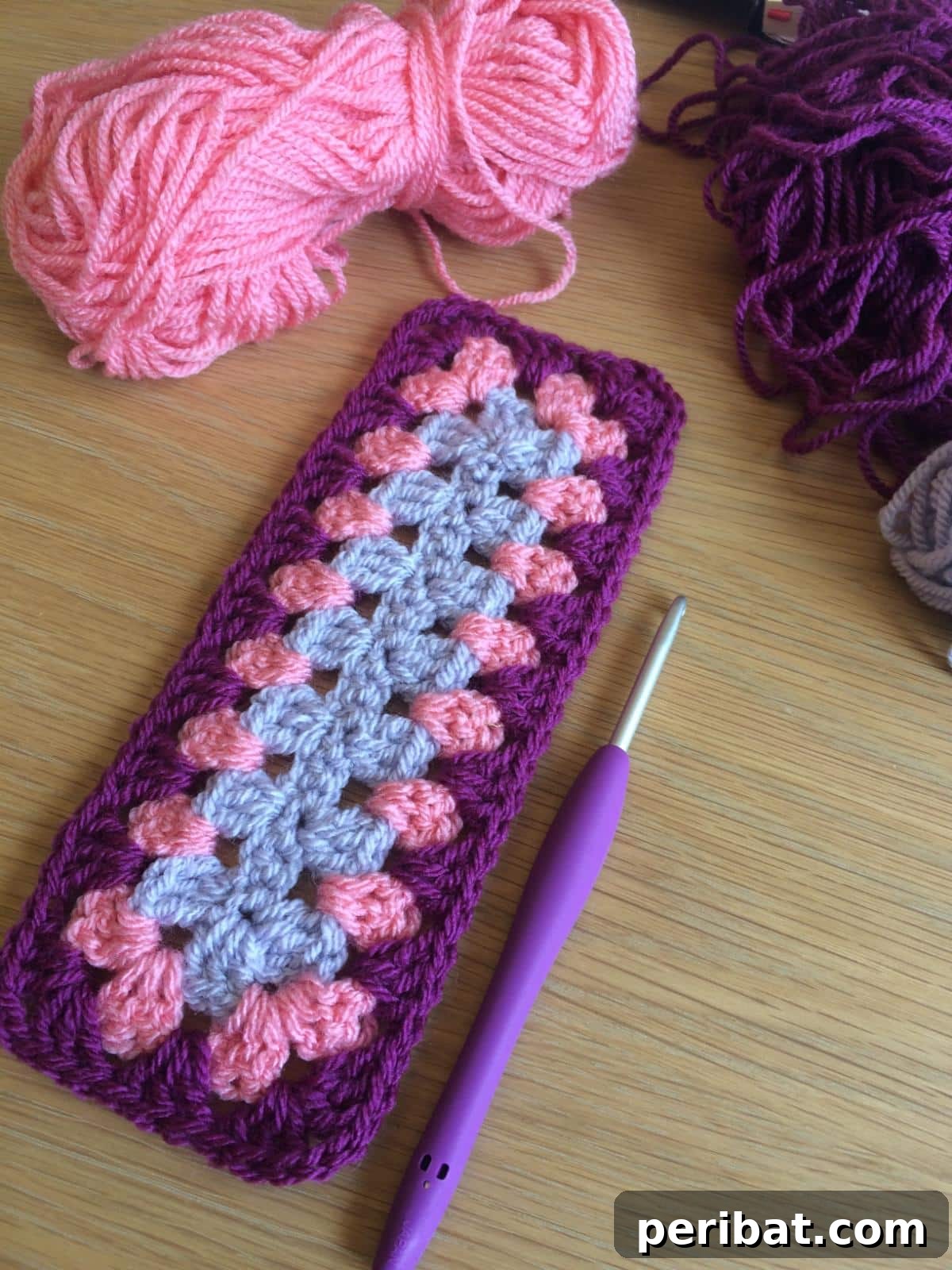 36 Free Crochet Bookmark Designs 15 A modern take on the Rectangle Granny Bookmark with vibrant colors.