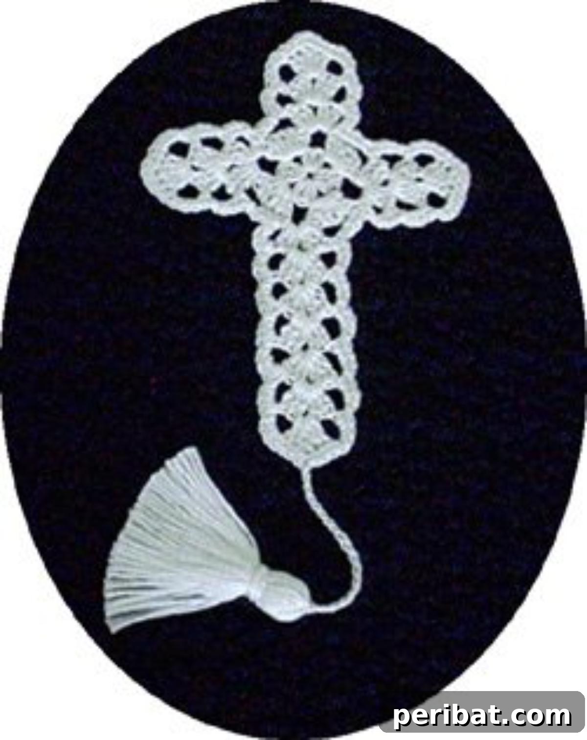 36 Free Crochet Bookmark Designs 18 An intricately designed Cross Crochet Bookmark, suitable for religious texts or as an ornament.