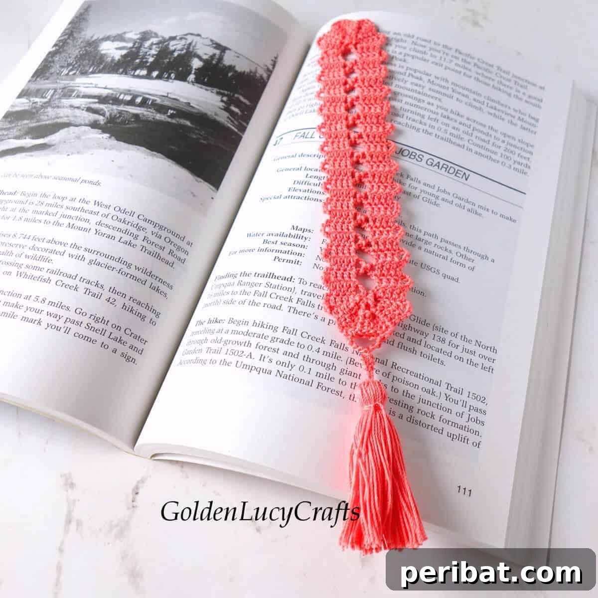 36 Free Crochet Bookmark Designs 22 An exquisite Bruges Lace Crochet Bookmark with intricate, flowing lace patterns.