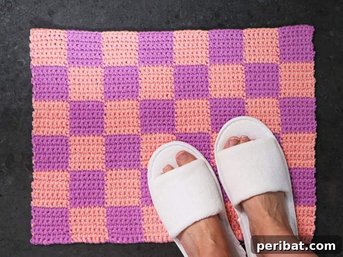 27 Unique Tapestry Crochet Patterns 16 Trendy Tapestry Crochet Checkered Bath Mat