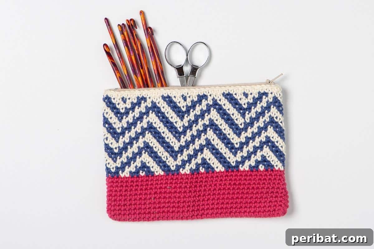 27 Unique Tapestry Crochet Patterns 3 Vibrant Tapestry Crochet Zipper Pouch