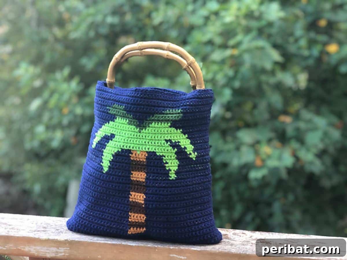 27 Unique Tapestry Crochet Patterns 23 Vibrant Palm Tree Tapestry Crochet Bag
