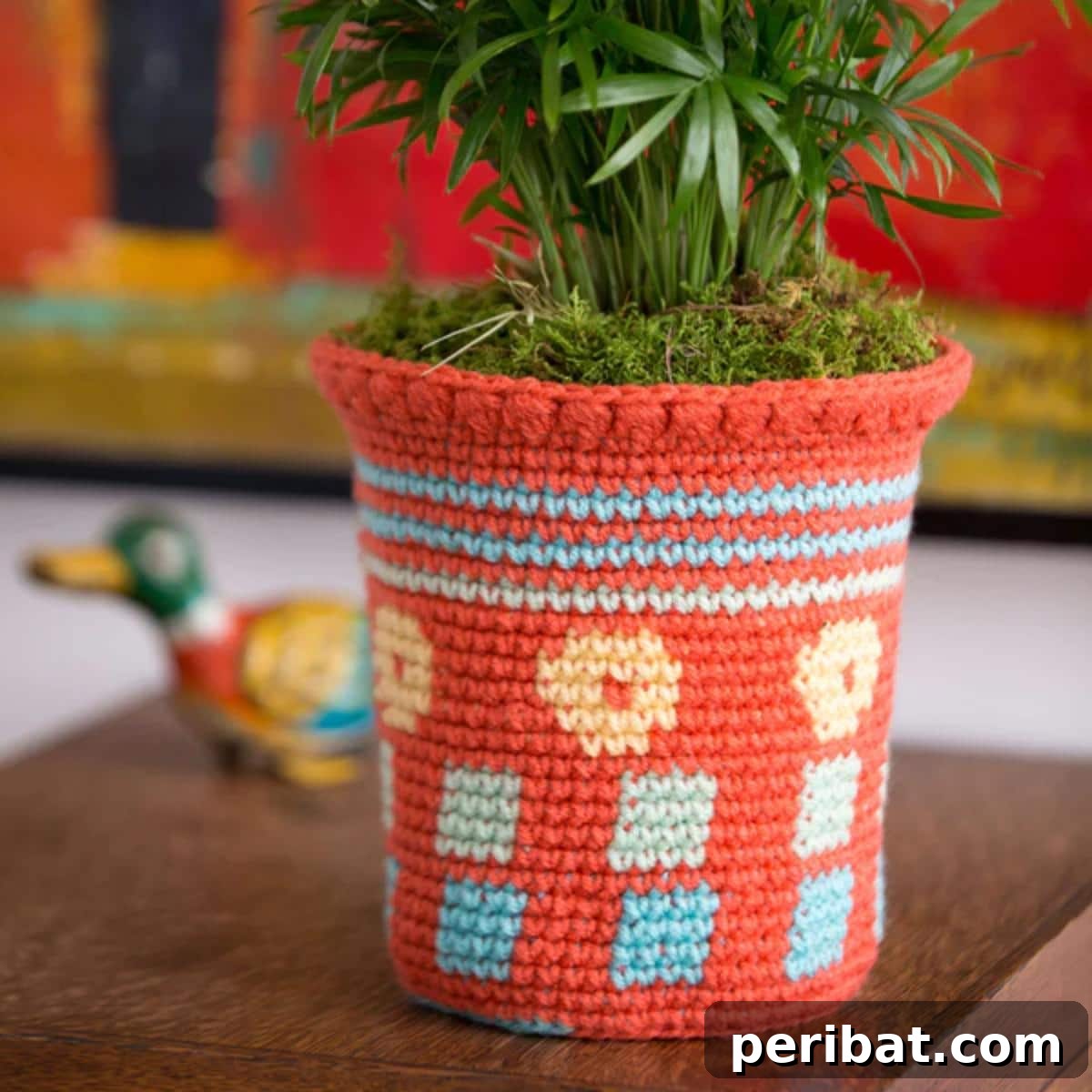 27 Unique Tapestry Crochet Patterns 6 Decorative Red Heart Tapestry Crochet Flower Pot Cozy