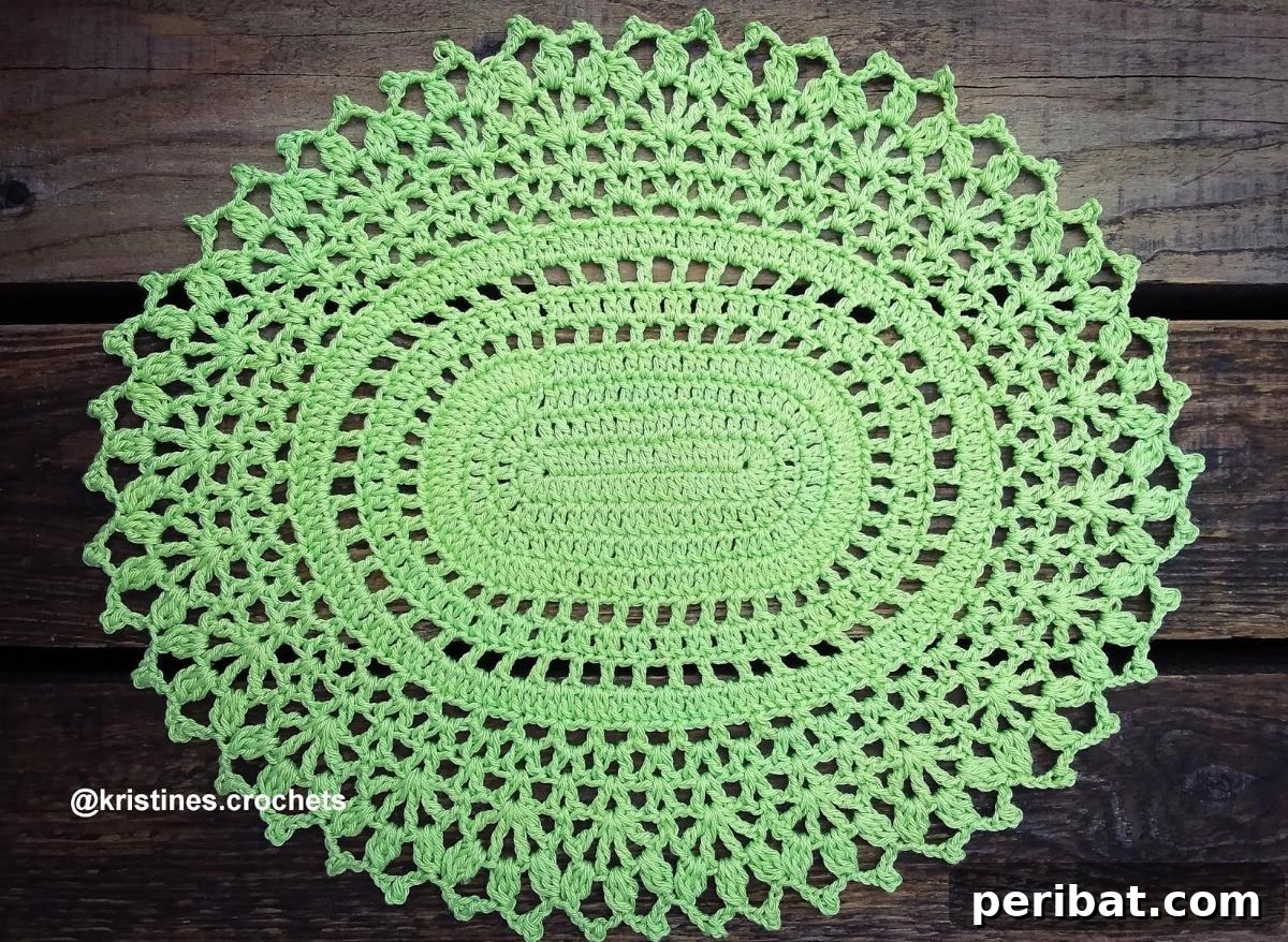 40 Charming Free Crochet Doily Designs 3 Blooming Ivy Oval Doily