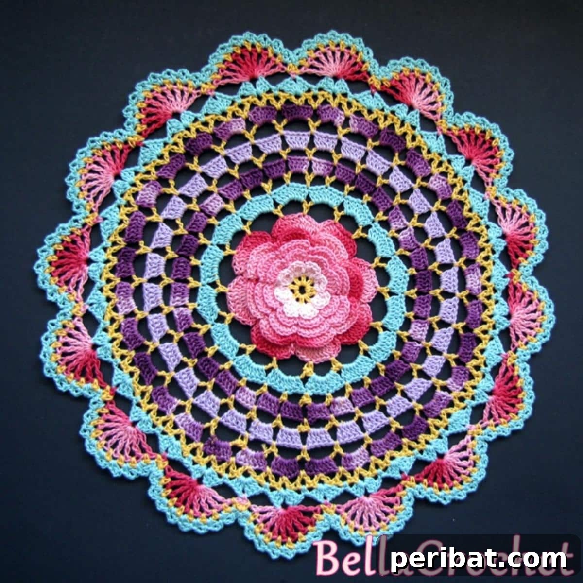 40 Charming Free Crochet Doily Designs 29 Radiant Rose Mandala Doily