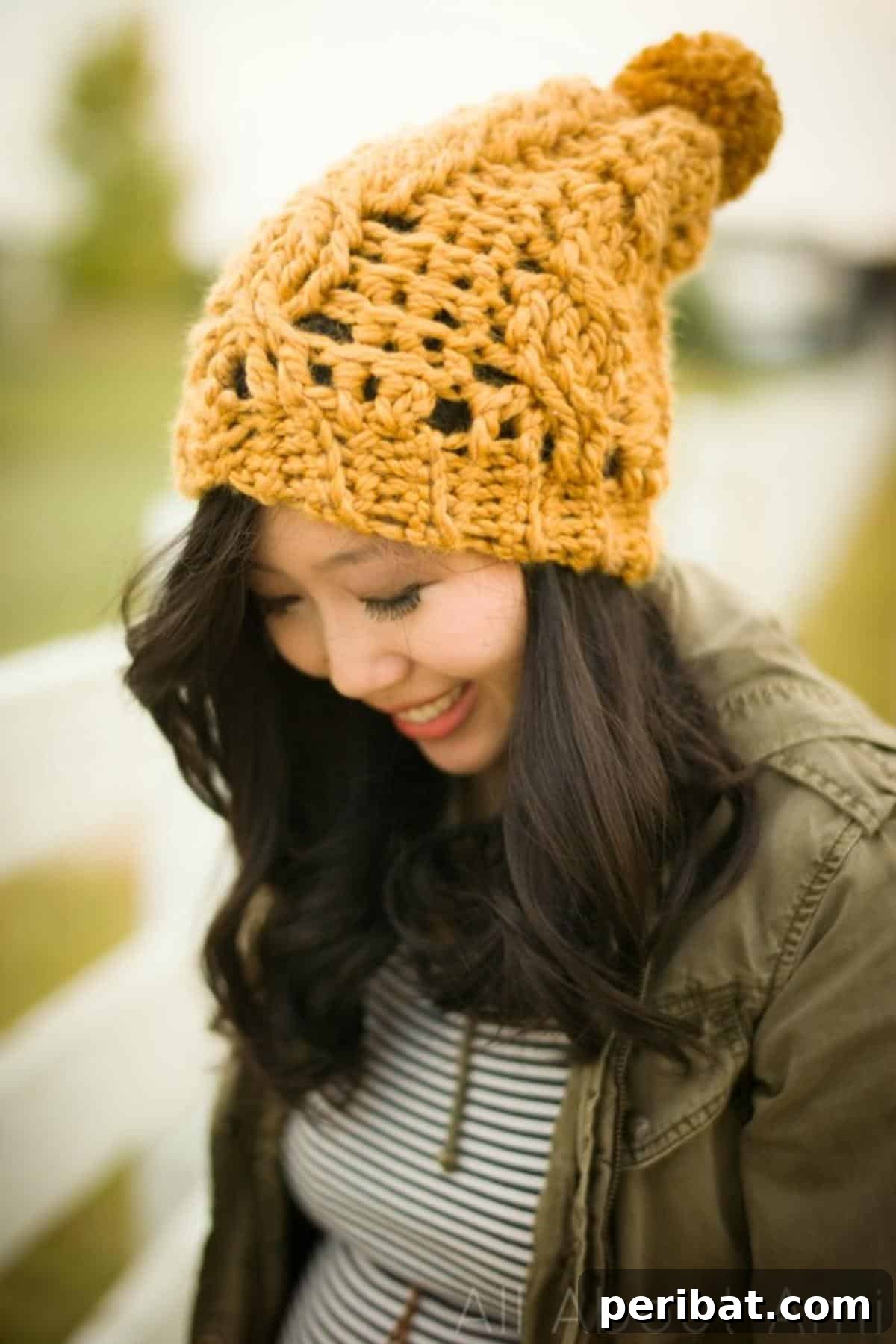 26 Quick & Cozy Chunky Crochet Projects 13 A stylish Chunky Cabled Slouchy Beanie, showcasing intricate cable details and a relaxed fit for ultimate warmth.