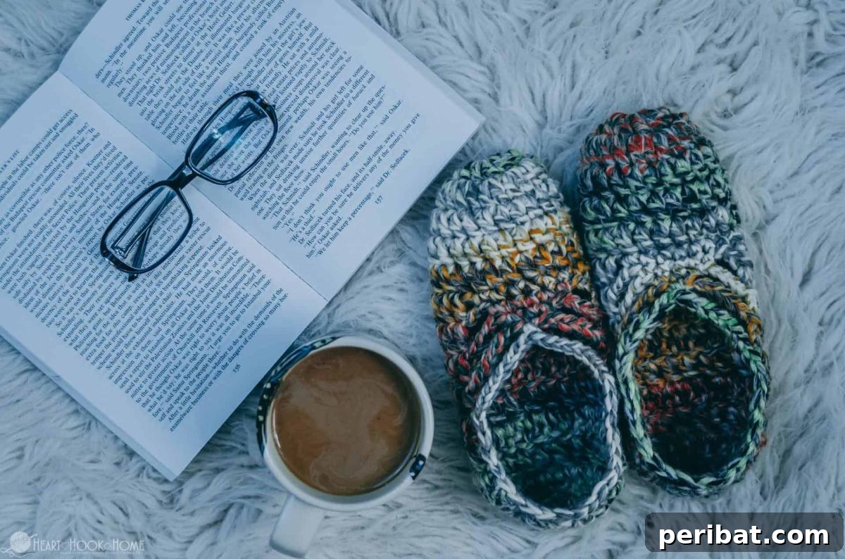 26 Quick & Cozy Chunky Crochet Projects 19 A pair of cozy Chunky Crochet Ballet Slippers, designed for comfort and style for both children and adults.