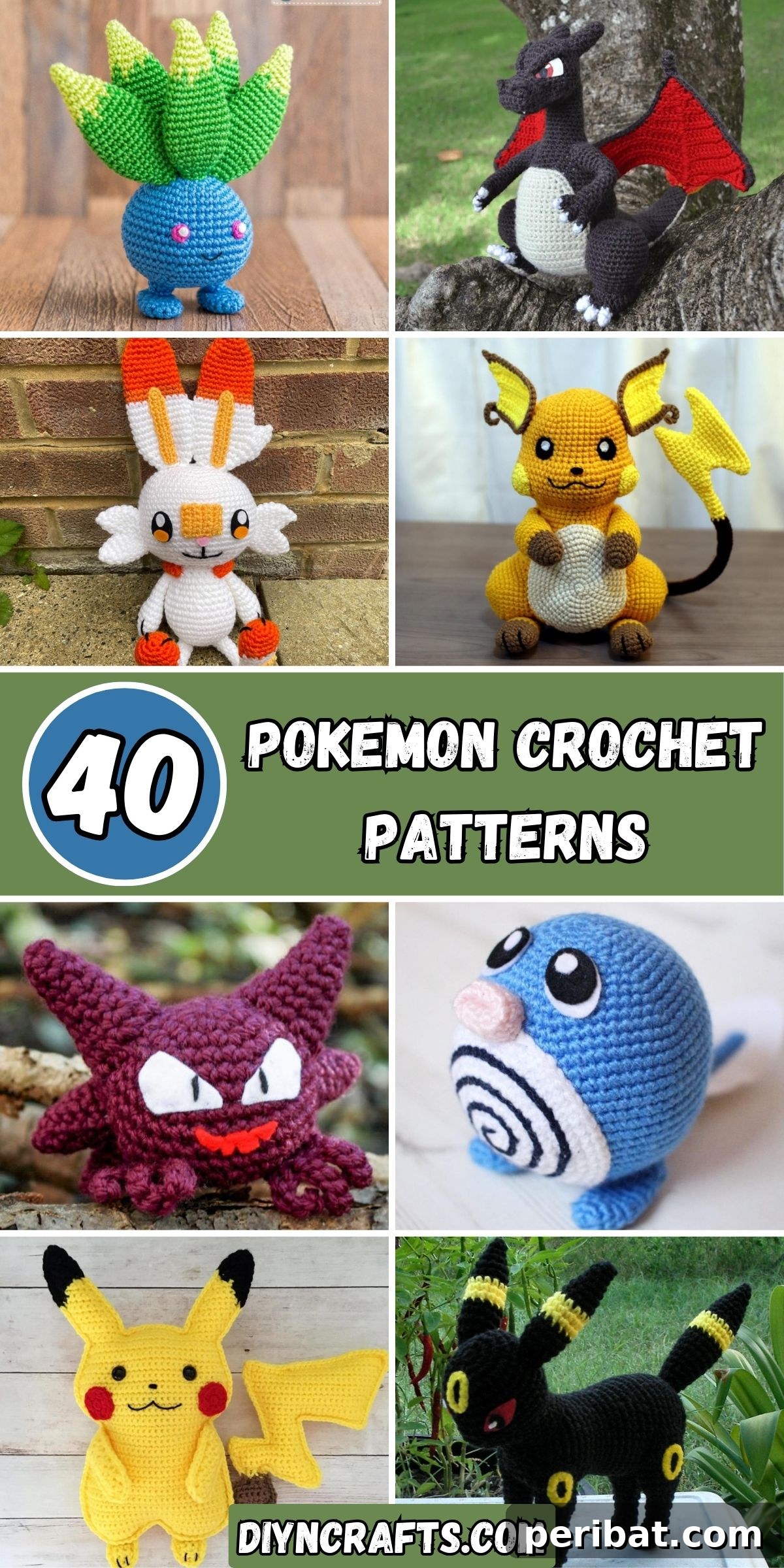 Gotta Stitch 'Em All Ultimate Pokemon Crochet Collection 2 40 Pokemon Crochet Patterns collage.