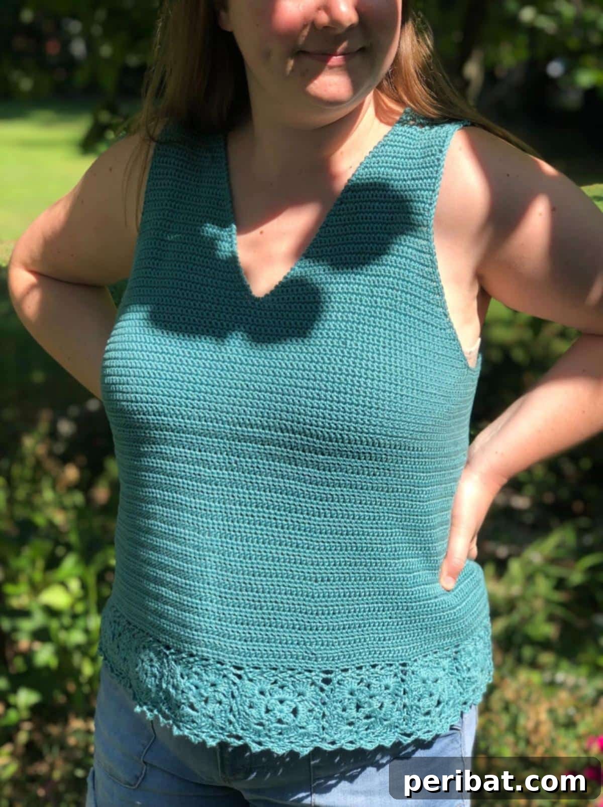 Stunning Tide Pool Tank Top with unique colorwork inspired by ocean textures.