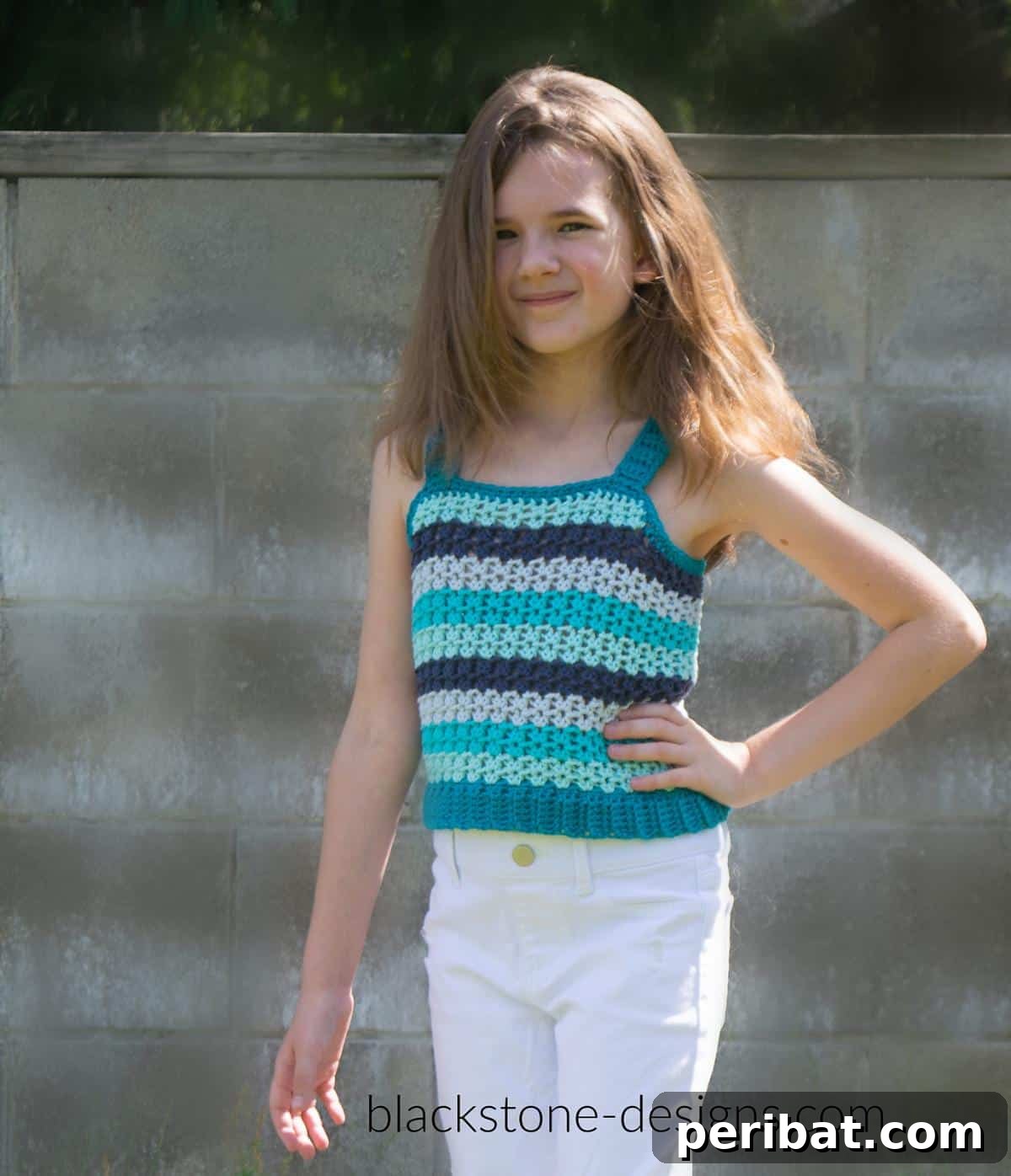 Adorable Bayside Tank for Kids crochet pattern with a cute button detail.