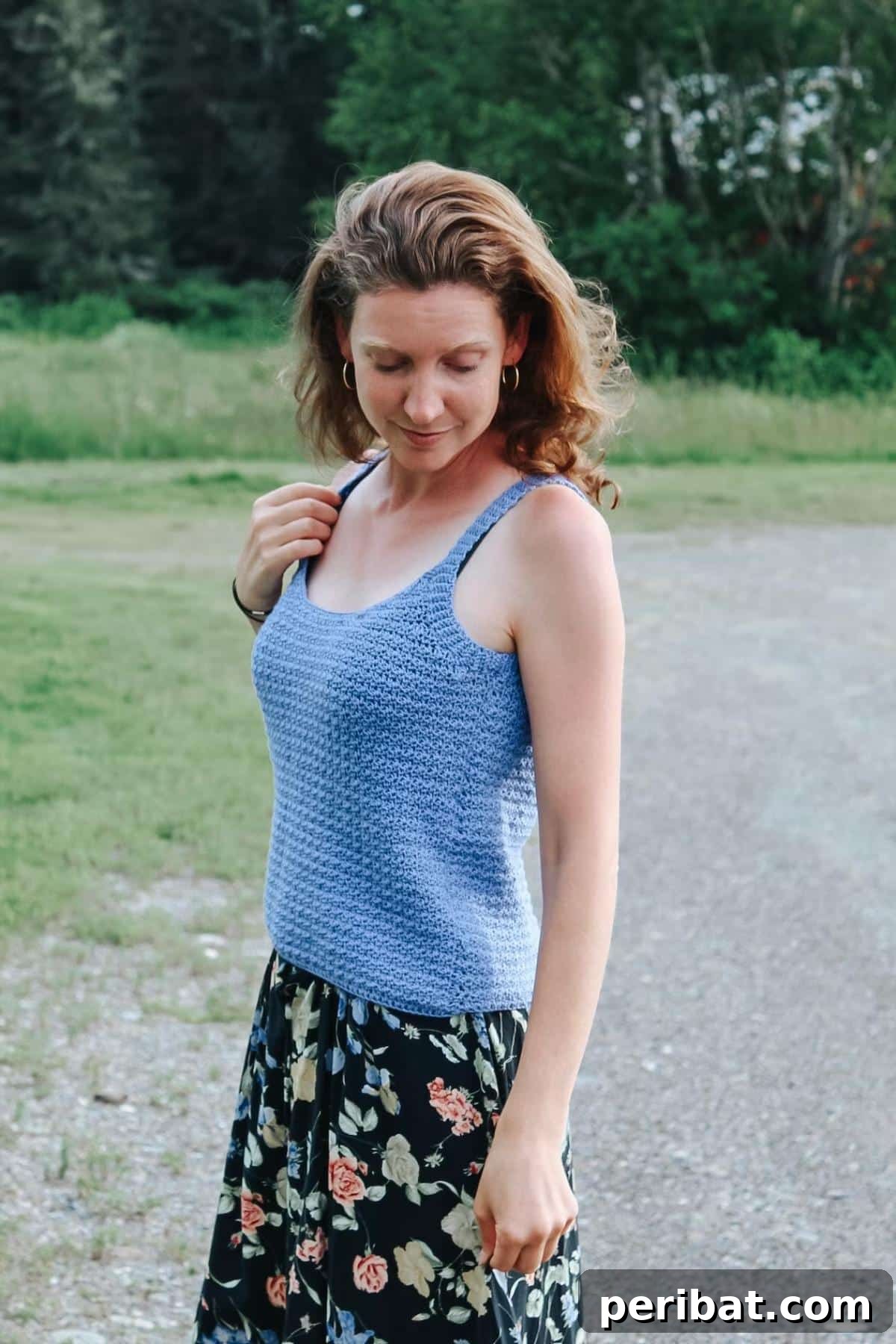Comfortable Road Trip Scoop Neck Top with textured design for travel.