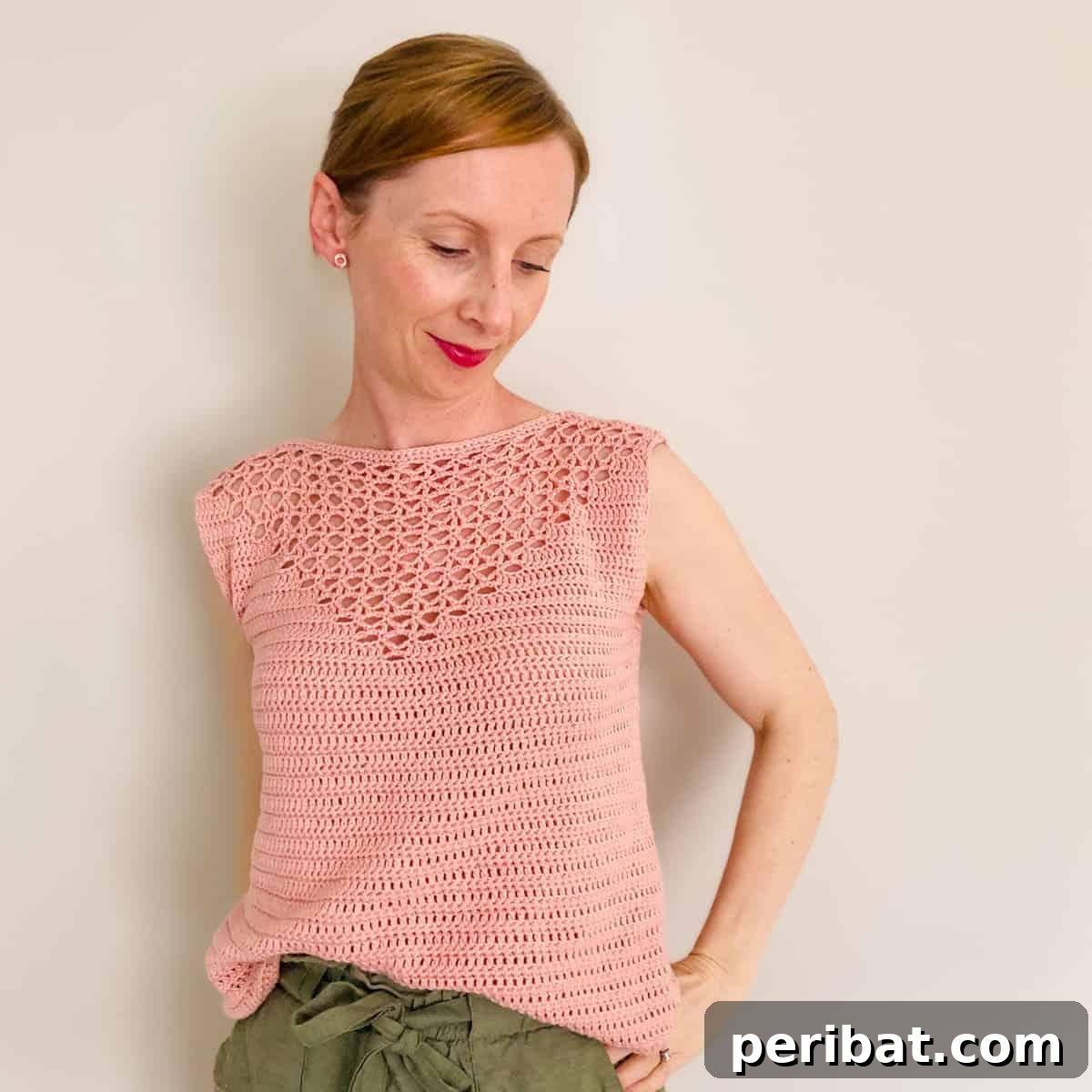 Graceful Flamingo Tank Summer Crochet Top inspired by elegant pink birds.