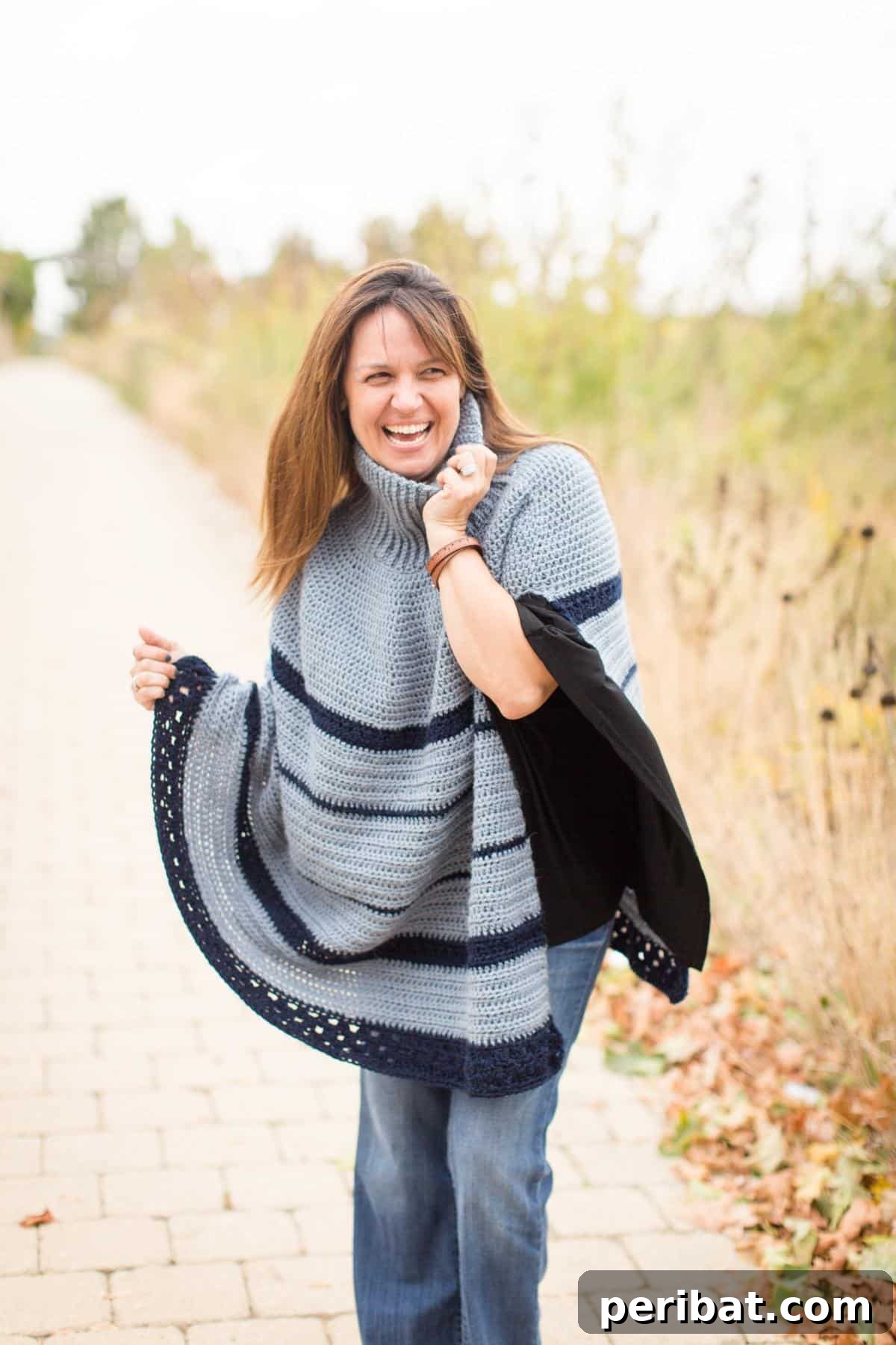 Cozy Turtleneck Poncho, a warm and stylish crochet pattern designed for ultimate comfort on cold days.