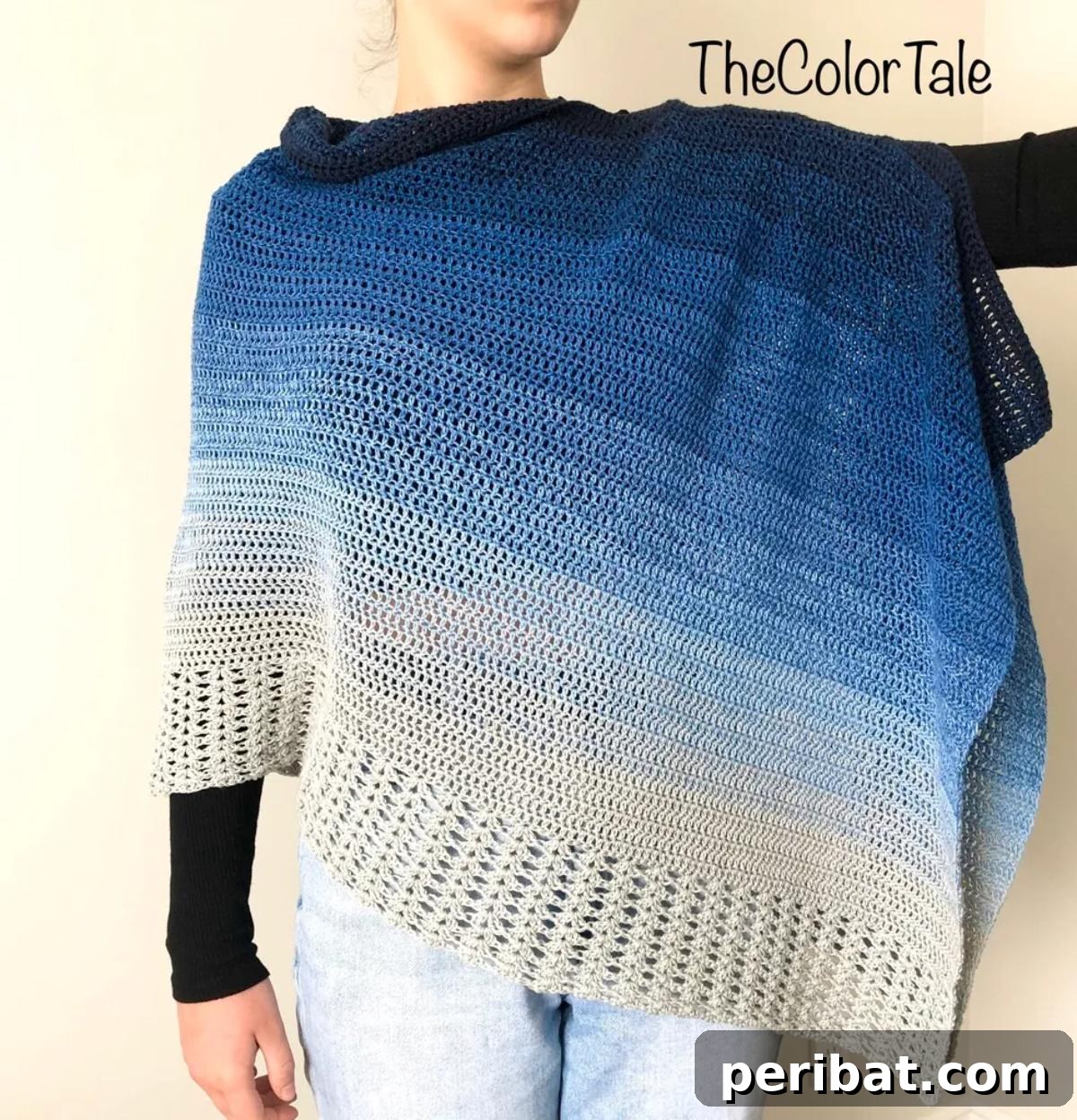 Vibrant Poncho for Vero, a crochet pattern that celebrates bold color combinations and creative expression.