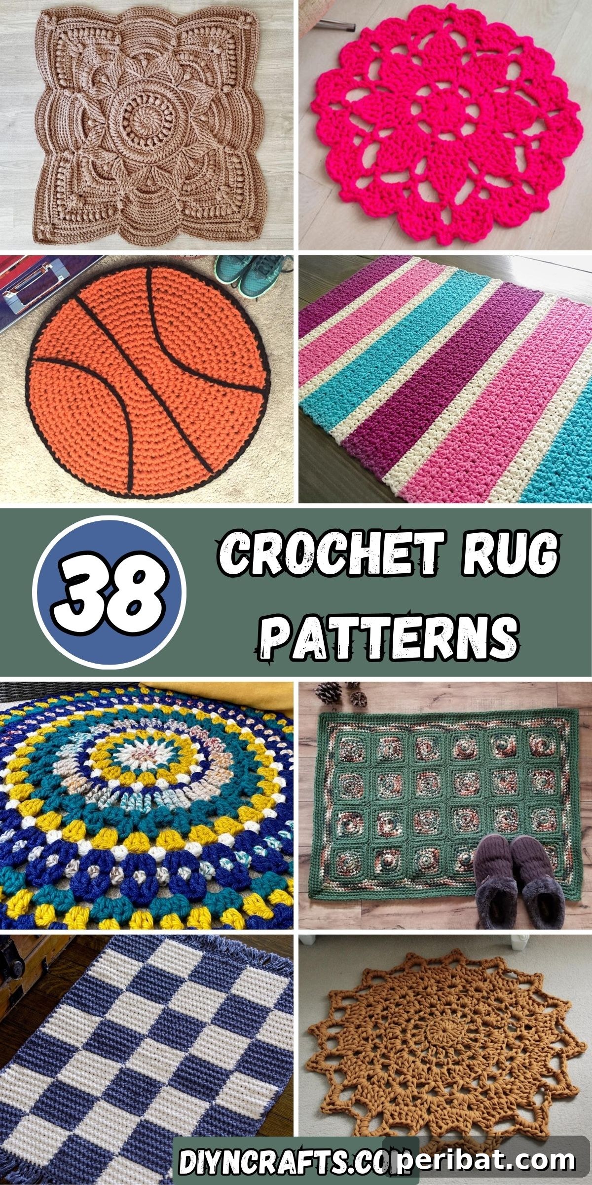 Creative Coziness: 38 Crochet Rug Ideas 2 38 Crochet Rug Patterns collage.