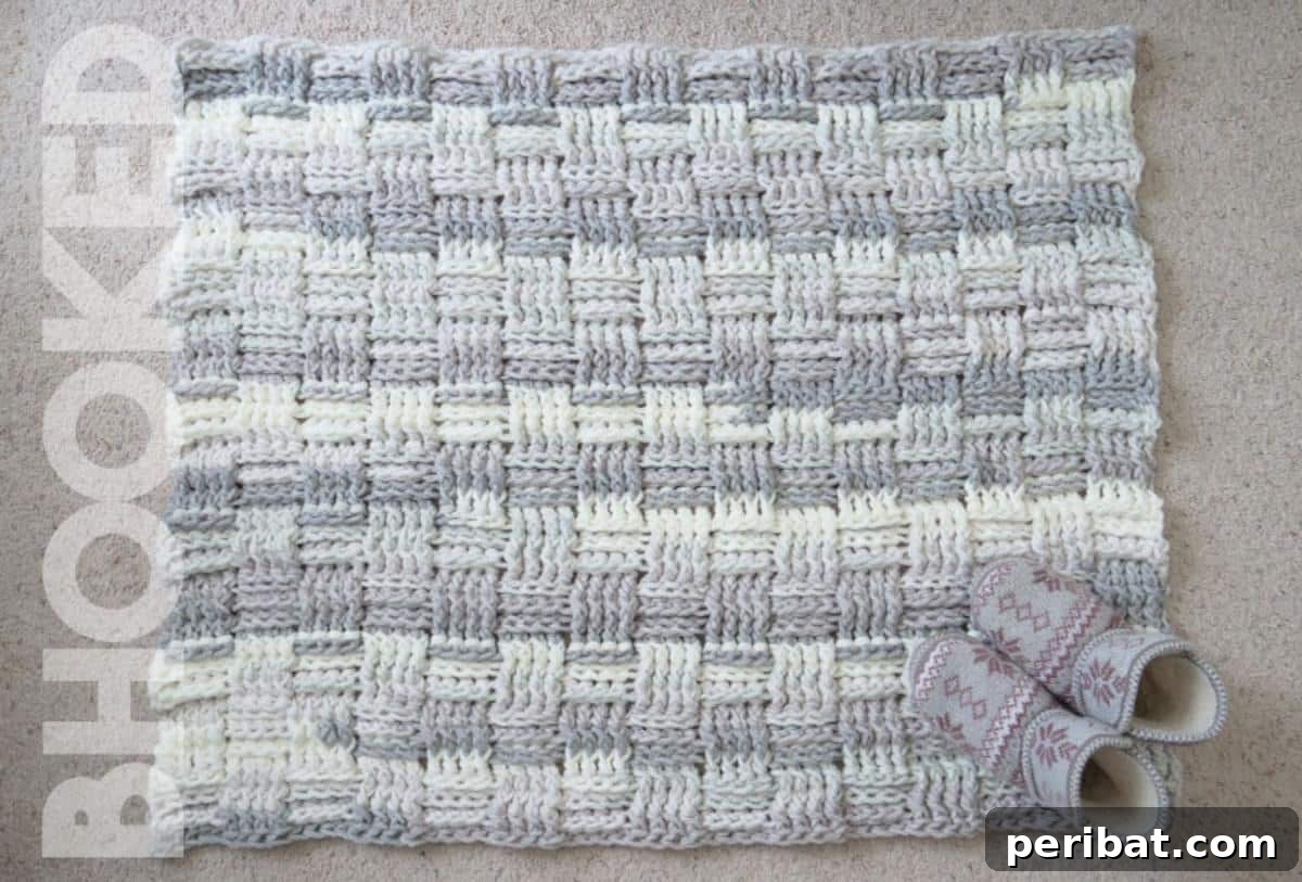 Creative Coziness: 38 Crochet Rug Ideas 22 Basket Weave Crochet Rug
