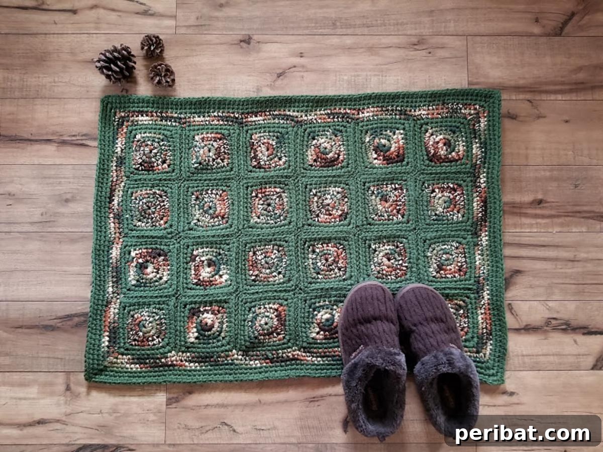 Creative Coziness: 38 Crochet Rug Ideas 34 Granny Square Cabin Rug