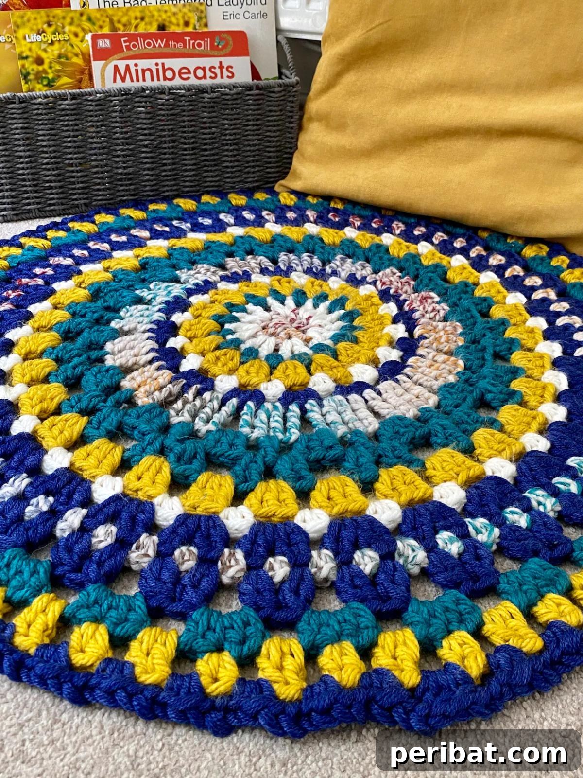 Creative Coziness: 38 Crochet Rug Ideas 38 Around the Reading Rug Crochet Floor Mat