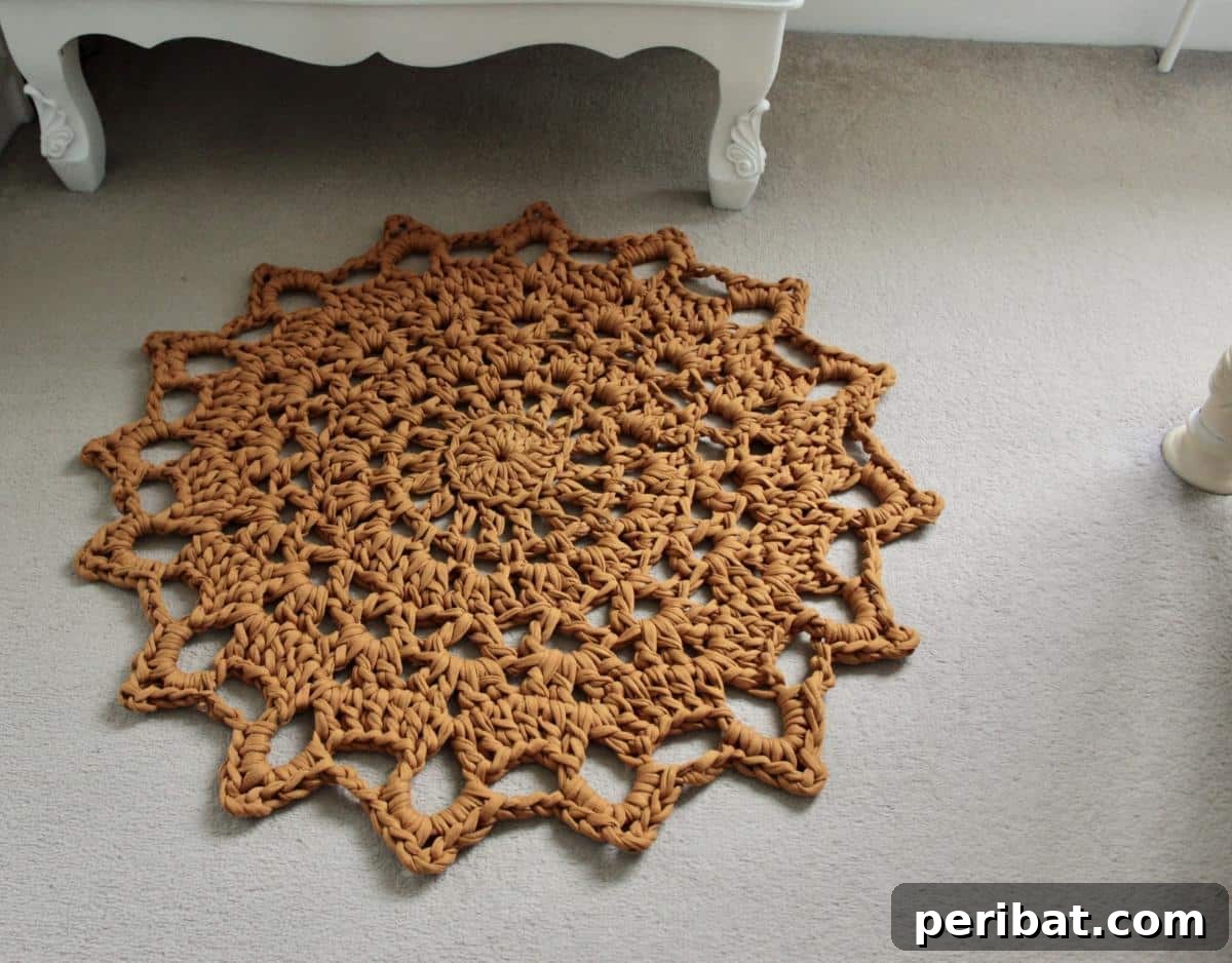 Creative Coziness: 38 Crochet Rug Ideas 6 Crochet Solar Circle Rug