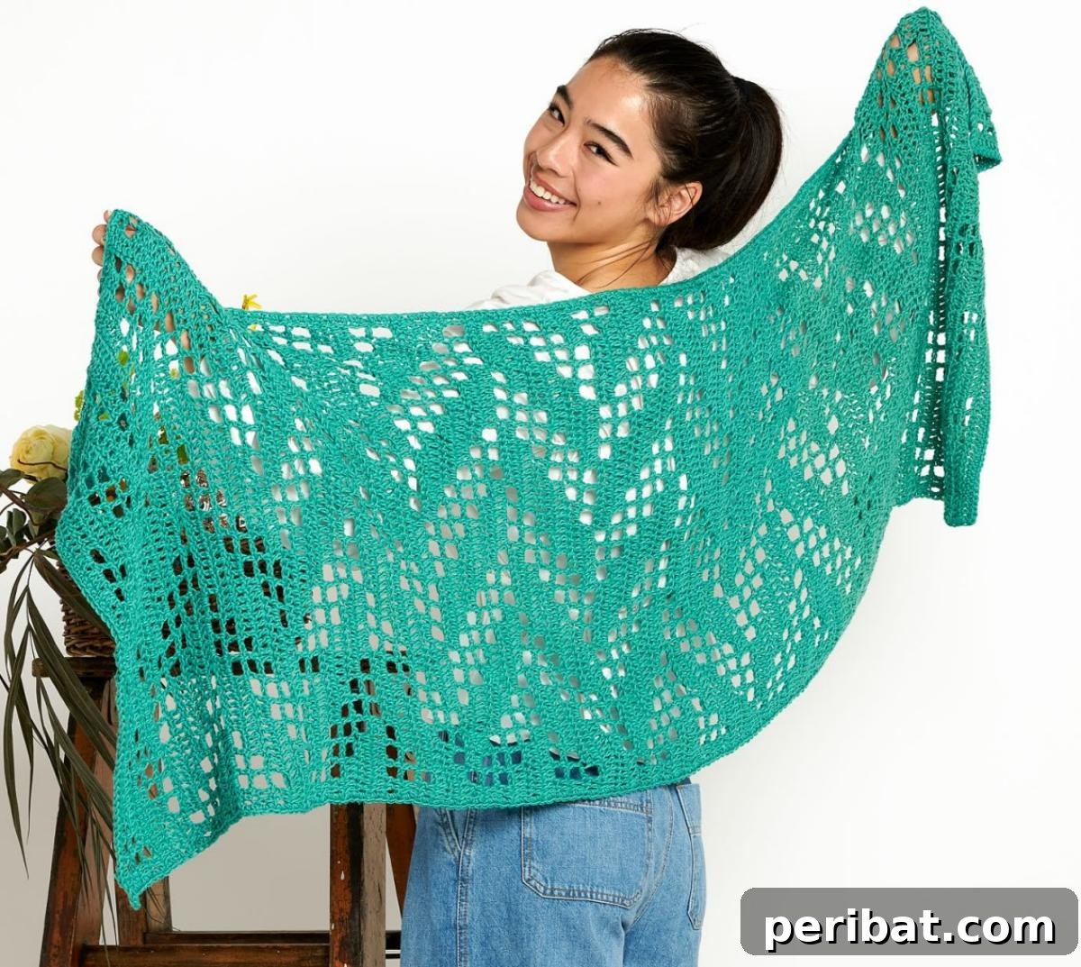 Bernat Zig Zagging Filet Crochet Shawl
