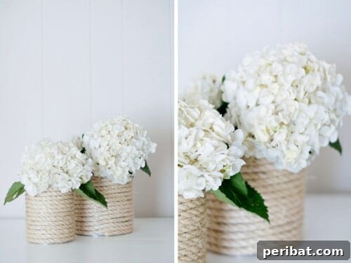 Tin Can Treasures: Transforming Recycled Metal into Stunning Home Decor 24 Nautical-themed vase made from a tin can wrapped in rope
