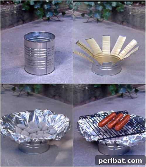 Tin Can Treasures: Transforming Recycled Metal into Stunning Home Decor 9 Simple working grill made from a large tin can