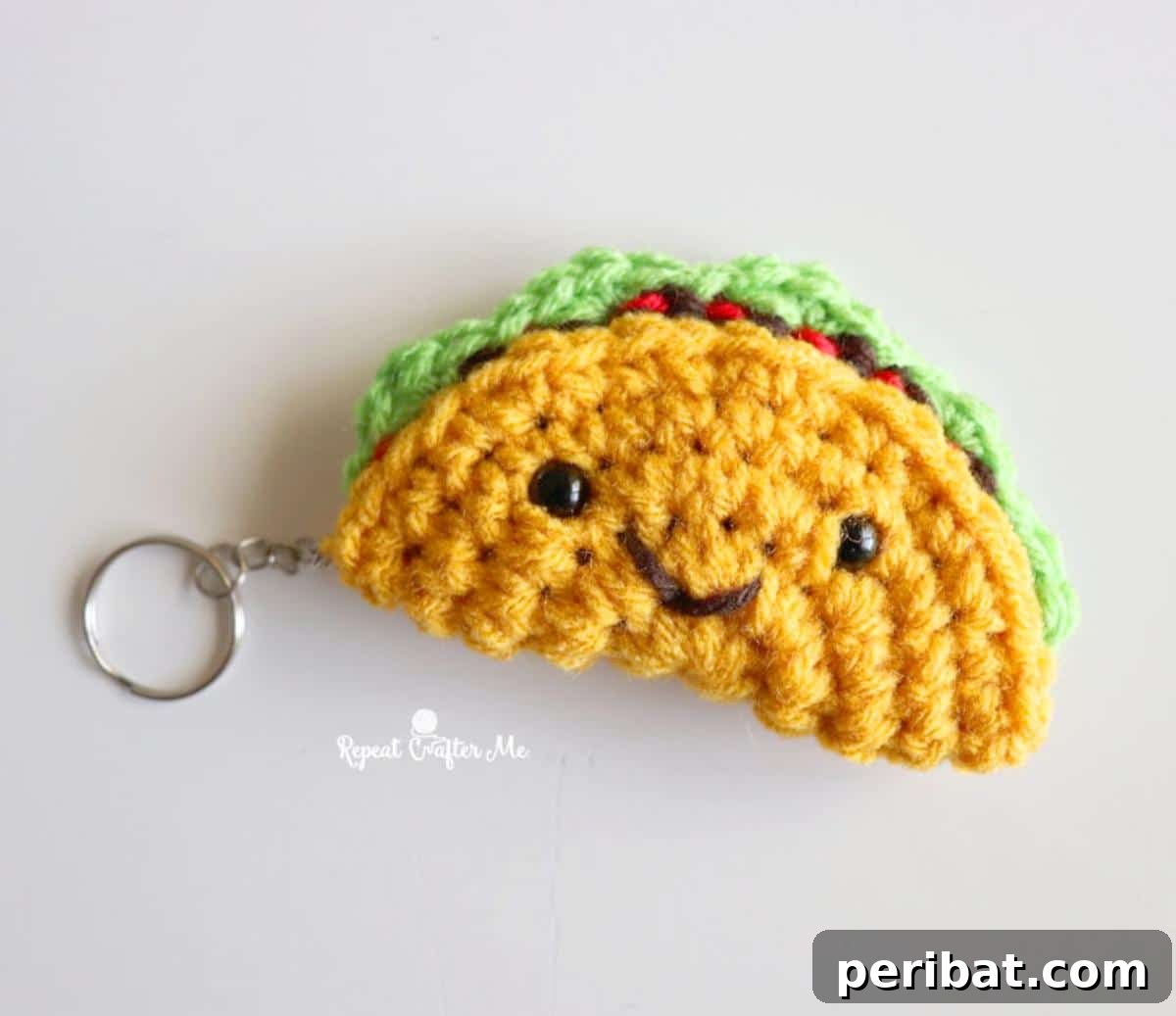 38 Adorable Crochet Keychain Patterns 13 Crochet Tiny Taco Keychain, a small, vibrant taco.