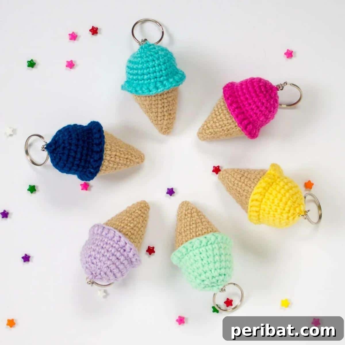 38 Adorable Crochet Keychain Patterns 18 Ice Cream Cone Keychains in various