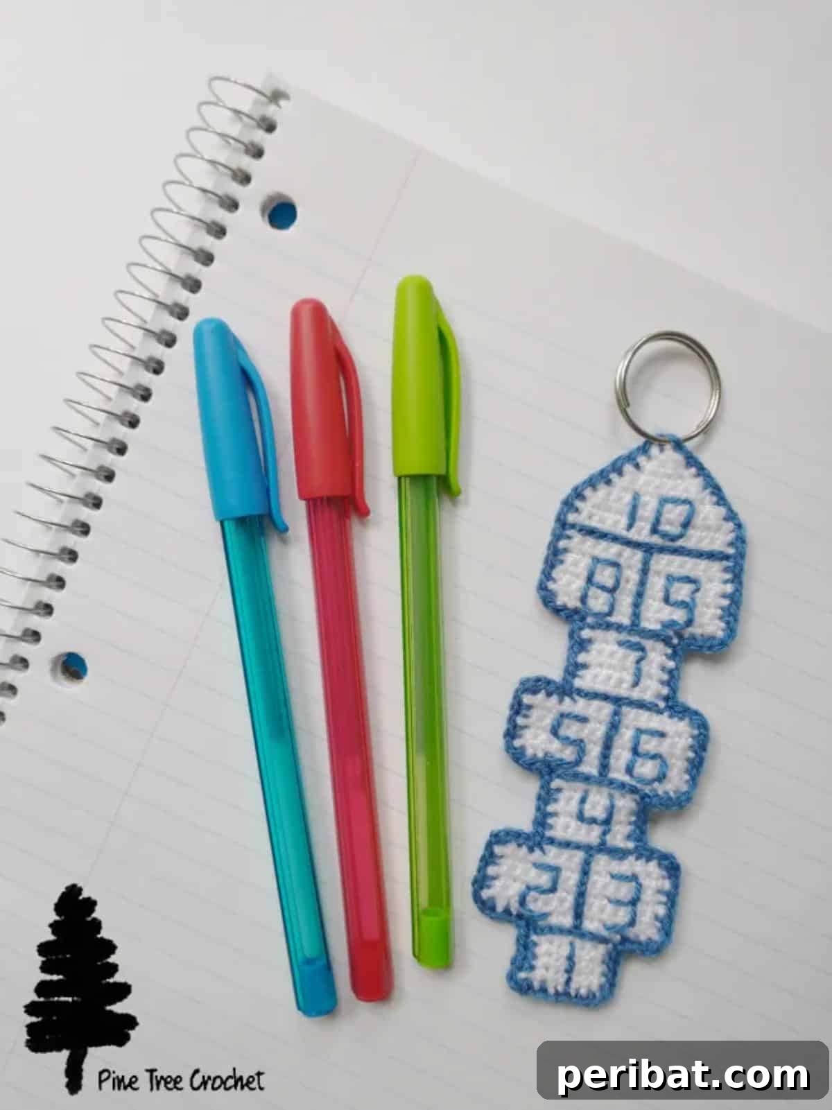 38 Adorable Crochet Keychain Patterns 35 Hopscotch Keychain, showing a miniature hopscotch board.