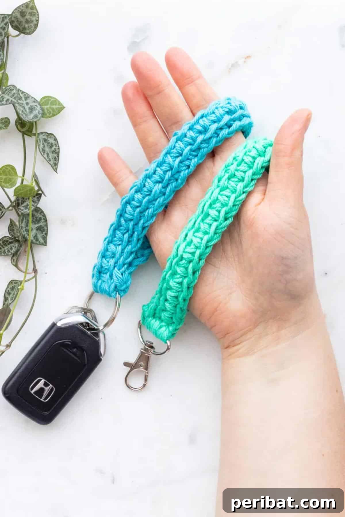 38 Adorable Crochet Keychain Patterns 9 Cute Crochet Keychain Wristlets in various pastel colors.