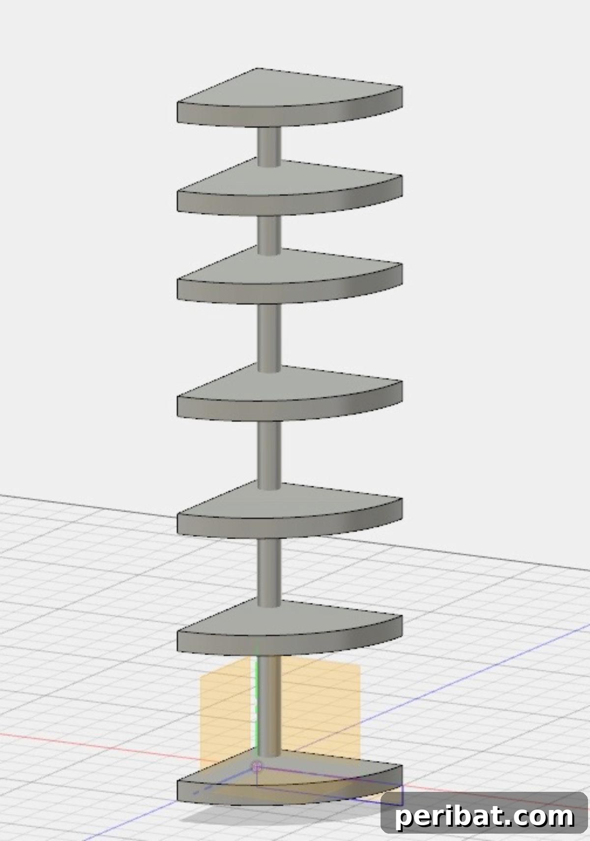 DIY Oak Tree Bookshelf Project 4 3D model displaying shelf spacing for various book sizes on the tree bookshelf.