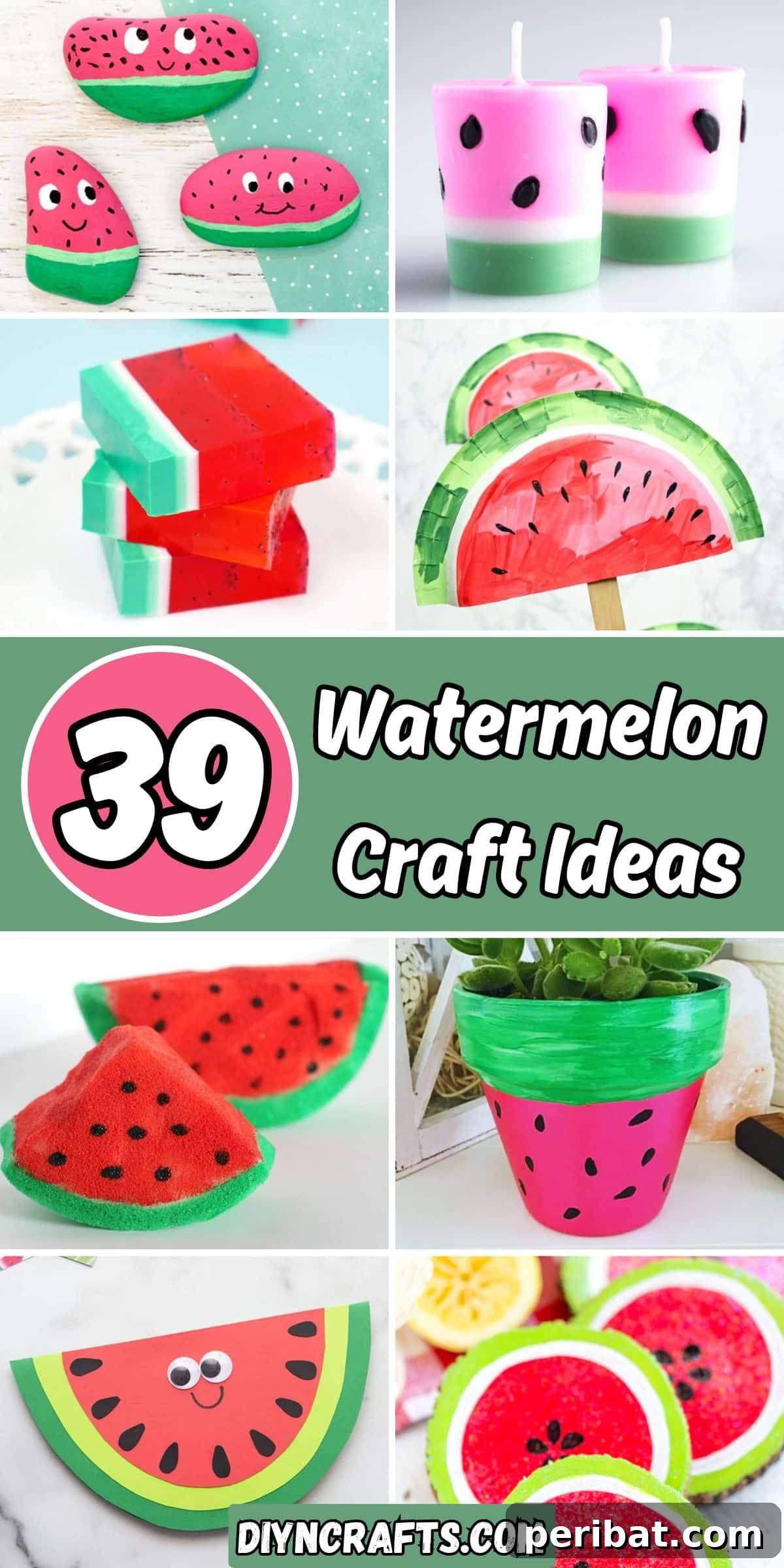39 Juicy Watermelon Craft Ideas 2 A vibrant collage showcasing 39 diverse watermelon craft ideas, including decorations, accessories, and art projects, perfect for summer inspiration and DIY fun.