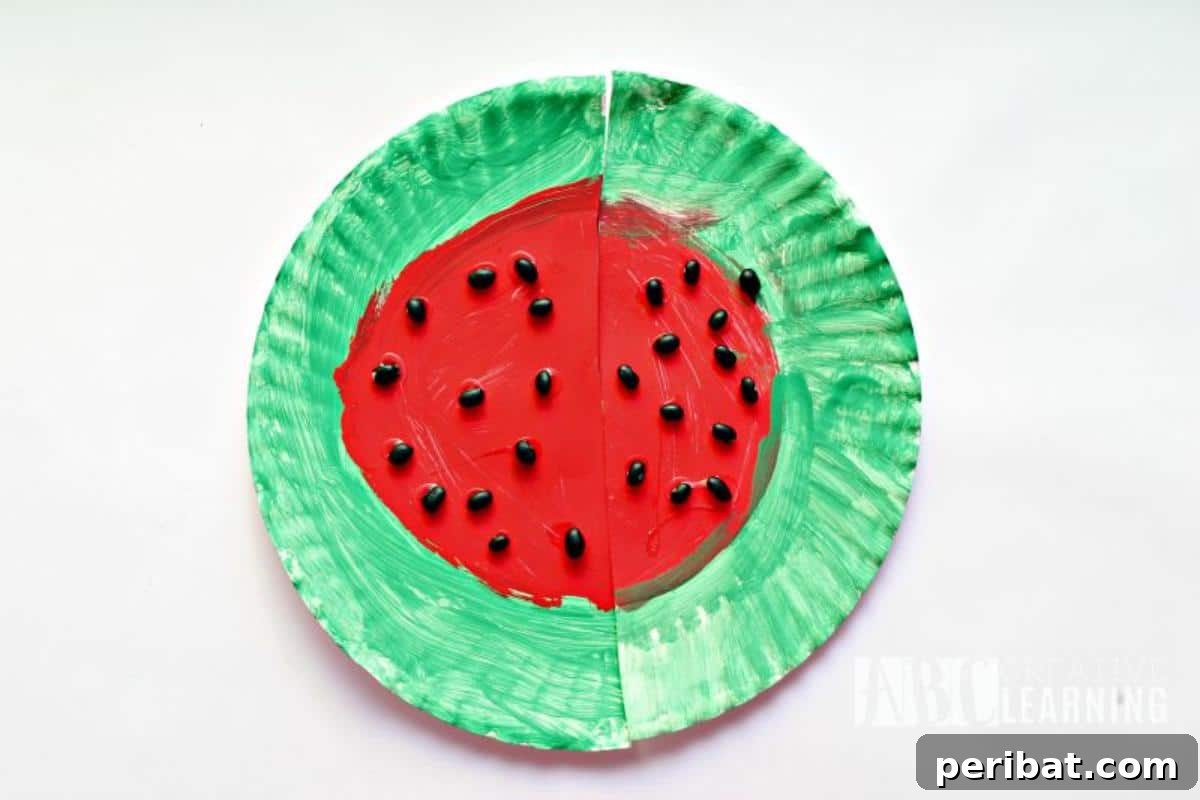 39 Juicy Watermelon Craft Ideas 13 Simple and colorful easy paper plate watermelon craft, ideal for young children's art activities.