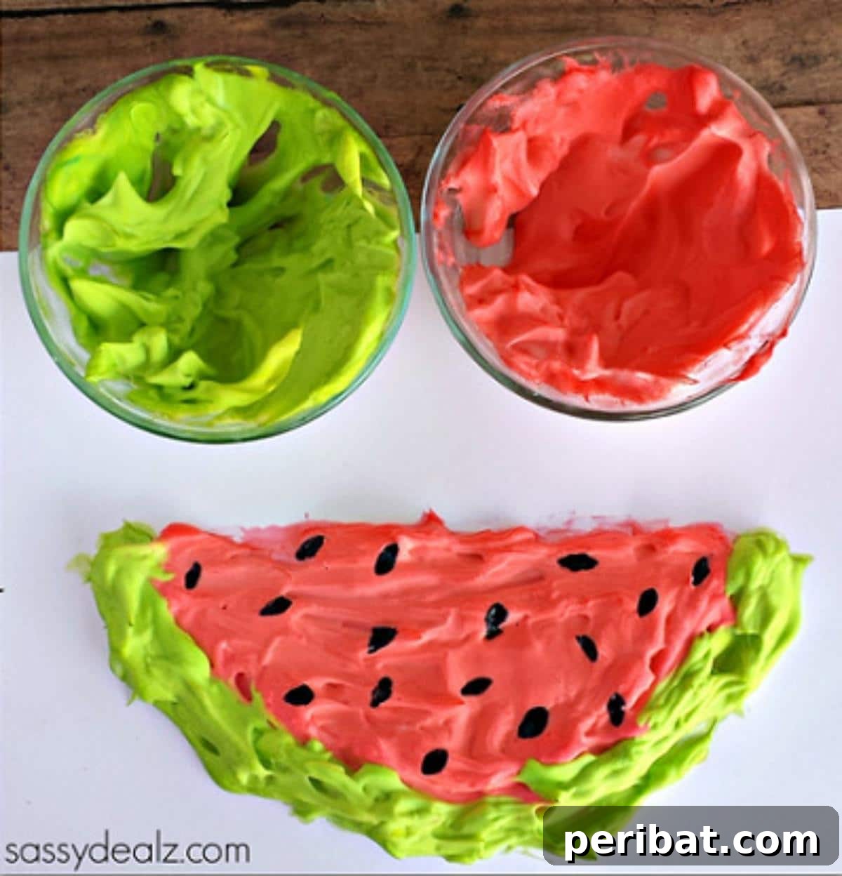 39 Juicy Watermelon Craft Ideas 14 Textured puffy paint watermelon craft, offering a unique sensory and creative experience for kids.