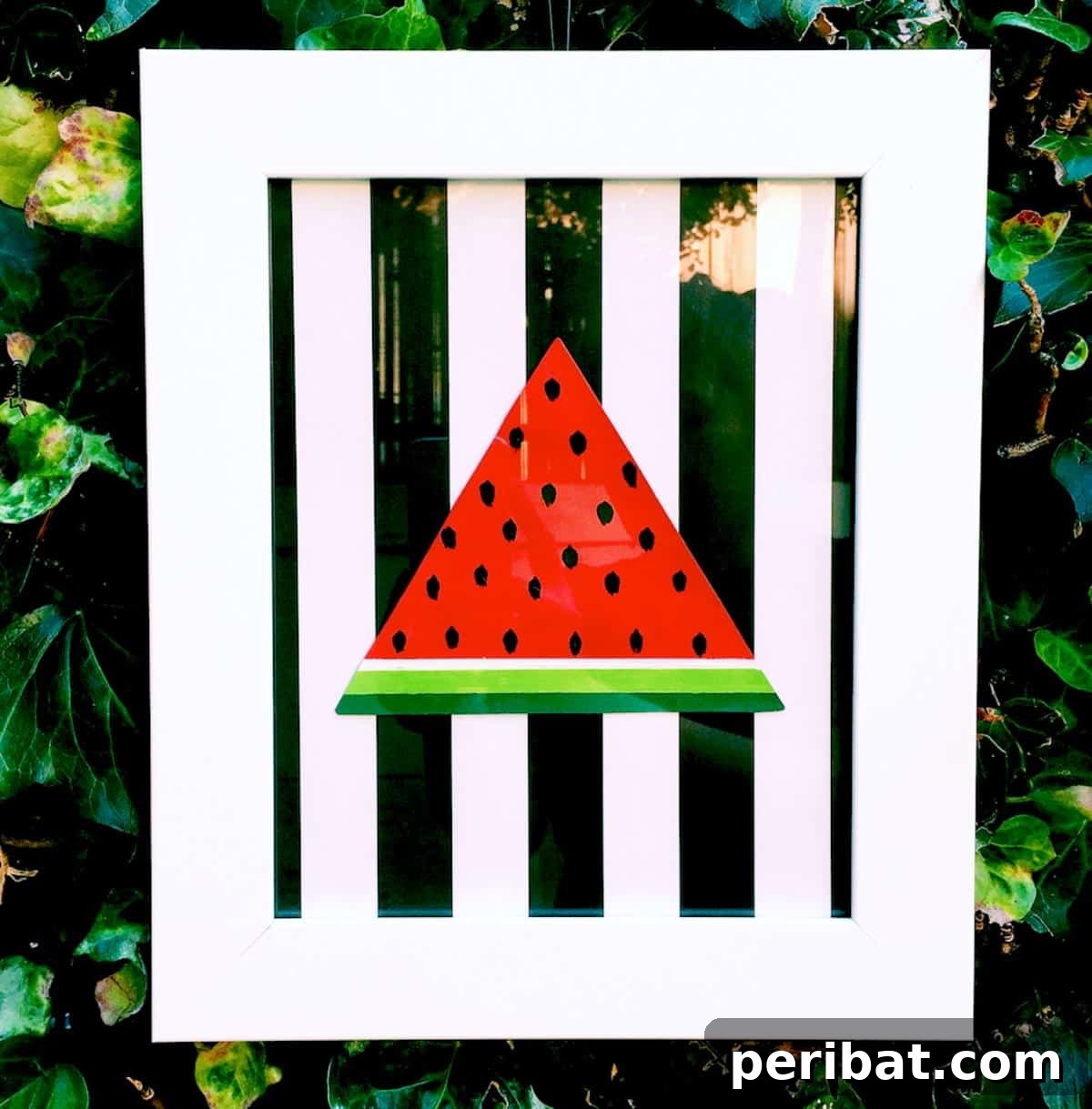 39 Juicy Watermelon Craft Ideas 19 Vibrantly hand-painted watermelon slice wall art, adding a cheerful and colorful accent to any room.