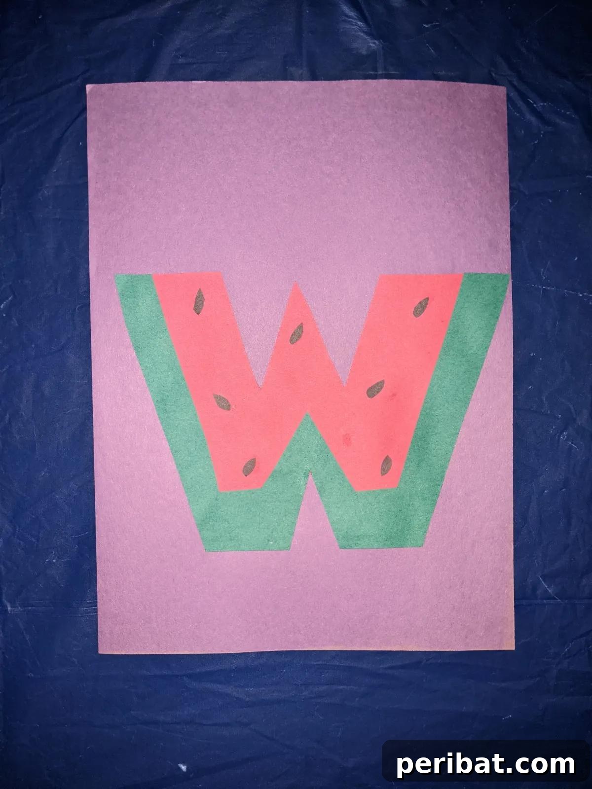 39 Juicy Watermelon Craft Ideas 22 Uppercase letter W craft designed for preschoolers, incorporating a fun watermelon theme for learning.