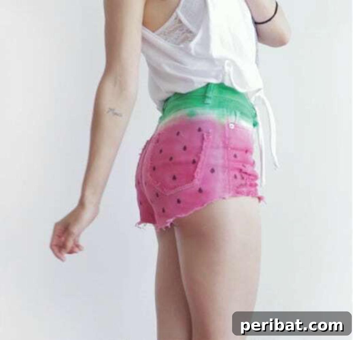 39 Juicy Watermelon Craft Ideas 4 Stylish DIY watermelon shorts with vibrant patterns, perfect for summer fashion and pool parties.