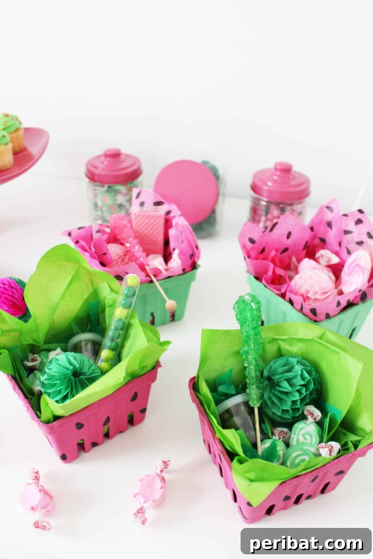 39 Juicy Watermelon Craft Ideas 32 Charming watermelon box party favors, filled with treats and perfect for summer celebrations.