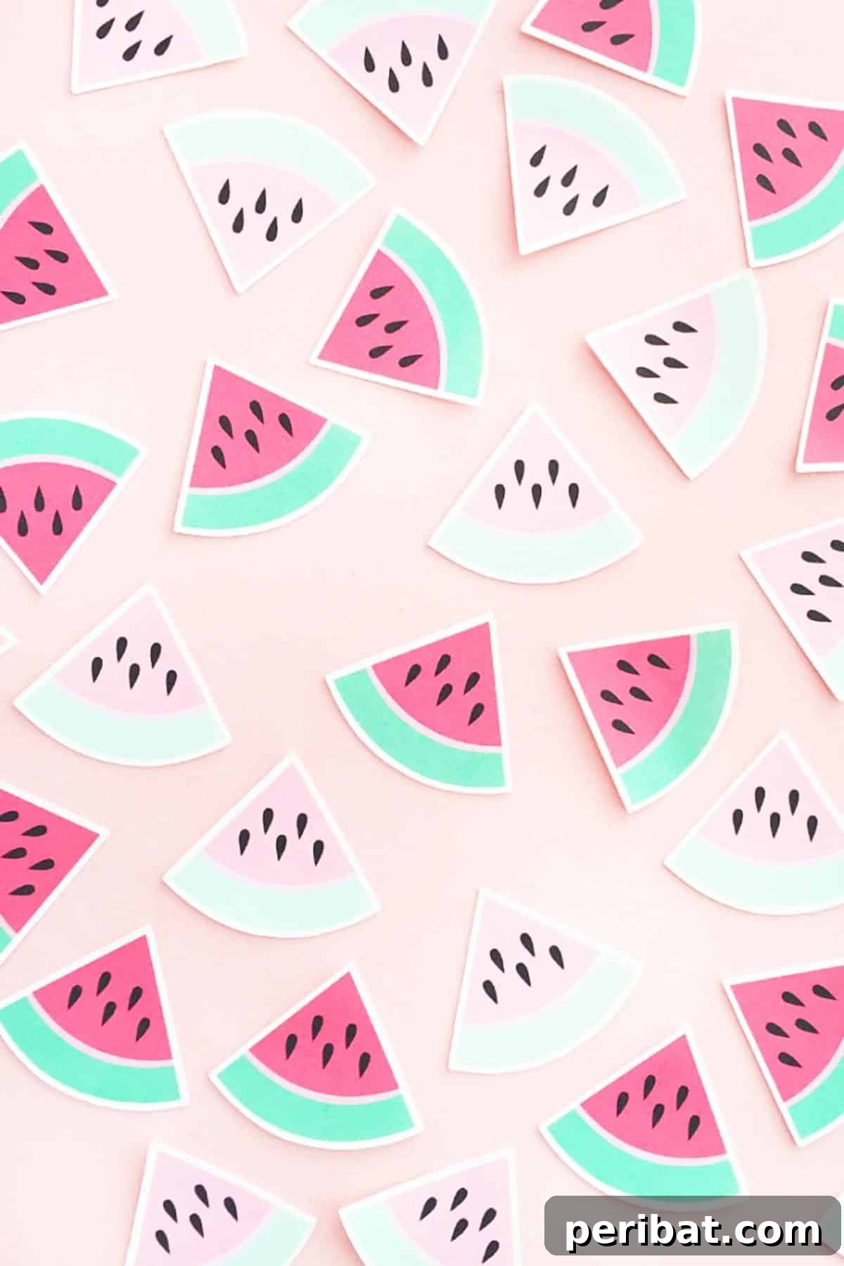 39 Juicy Watermelon Craft Ideas 33 Collection of colorful DIY watermelon stickers, perfect for personalizing notebooks, water bottles, and laptops.