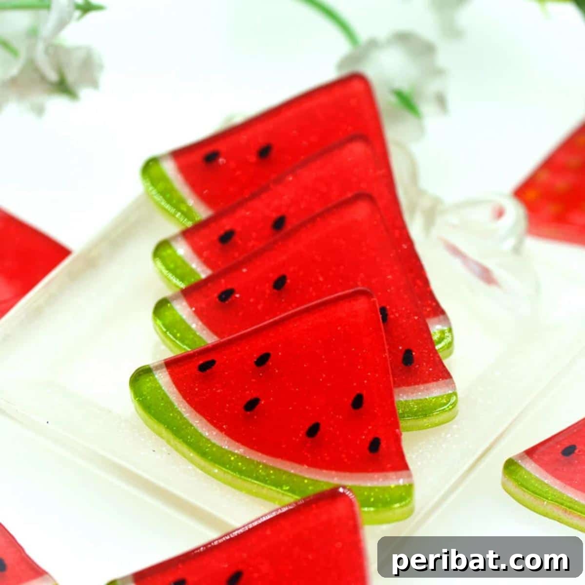 39 Juicy Watermelon Craft Ideas 39 Intricate acrylic watermelon planars, perfect for DIY crafting miniatures and adding detailed accents.