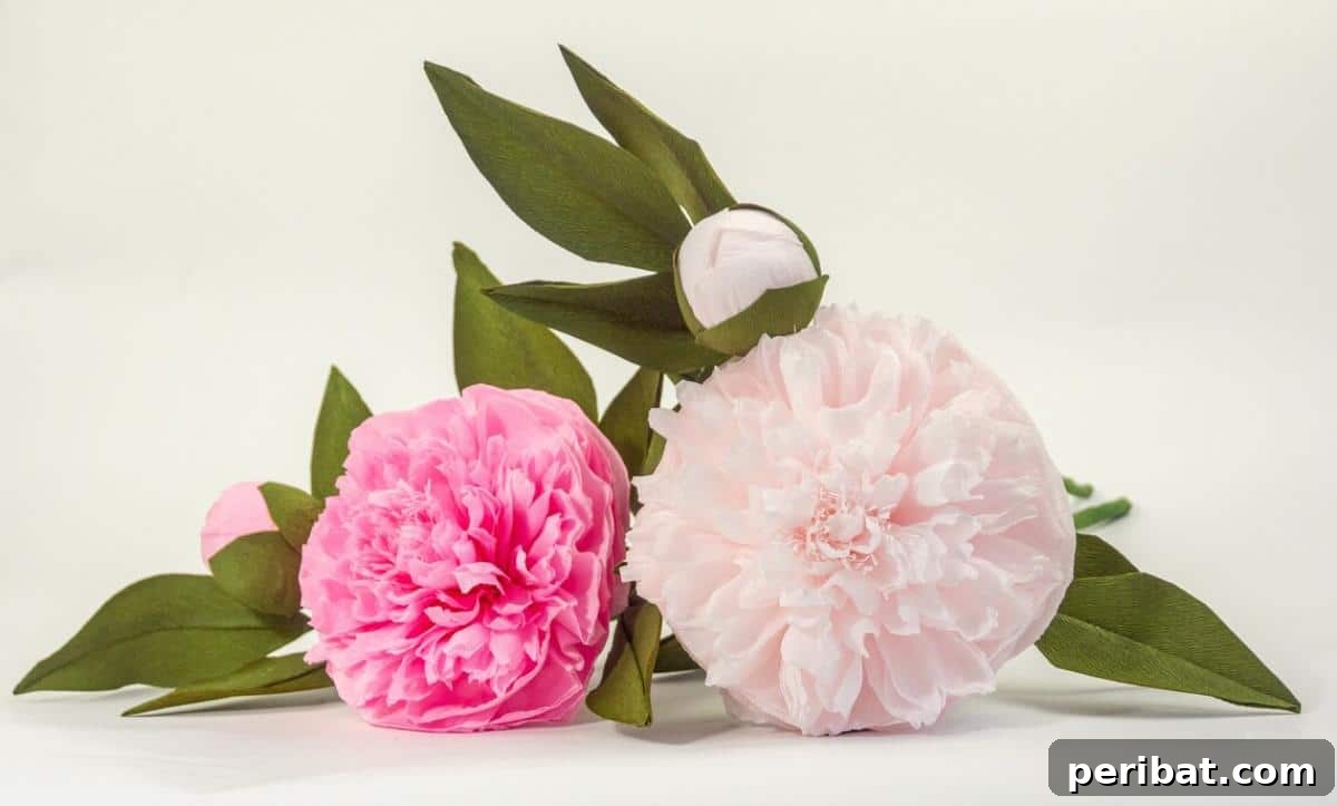 Master the Art of Crepe Paper Flowers: 25 DIY Projects 25 Delightful Paper Peony & BudCrepe Flowers, beautifully handmade for gifting or decor.