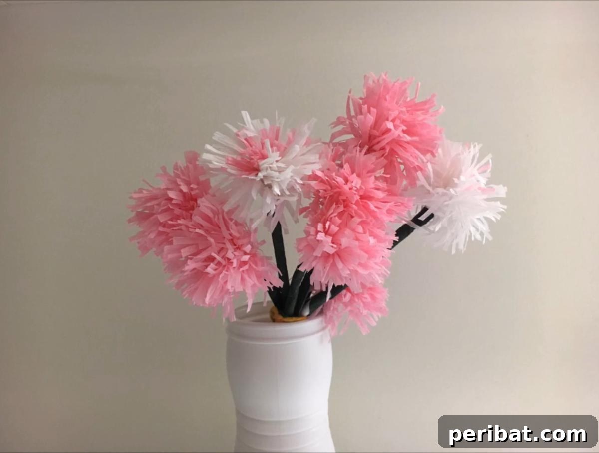 Master the Art of Crepe Paper Flowers: 25 DIY Projects 9 A beautiful example of DIY Crepe Paper Flowers, showcasing easy craft ideas with voluminous texture.