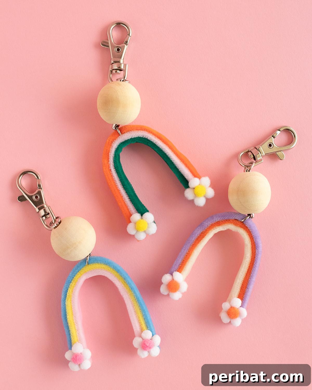 40 Brilliant Rainbow Craft Projects 33 A collection of handmade DIY rainbow keychains made from various materials