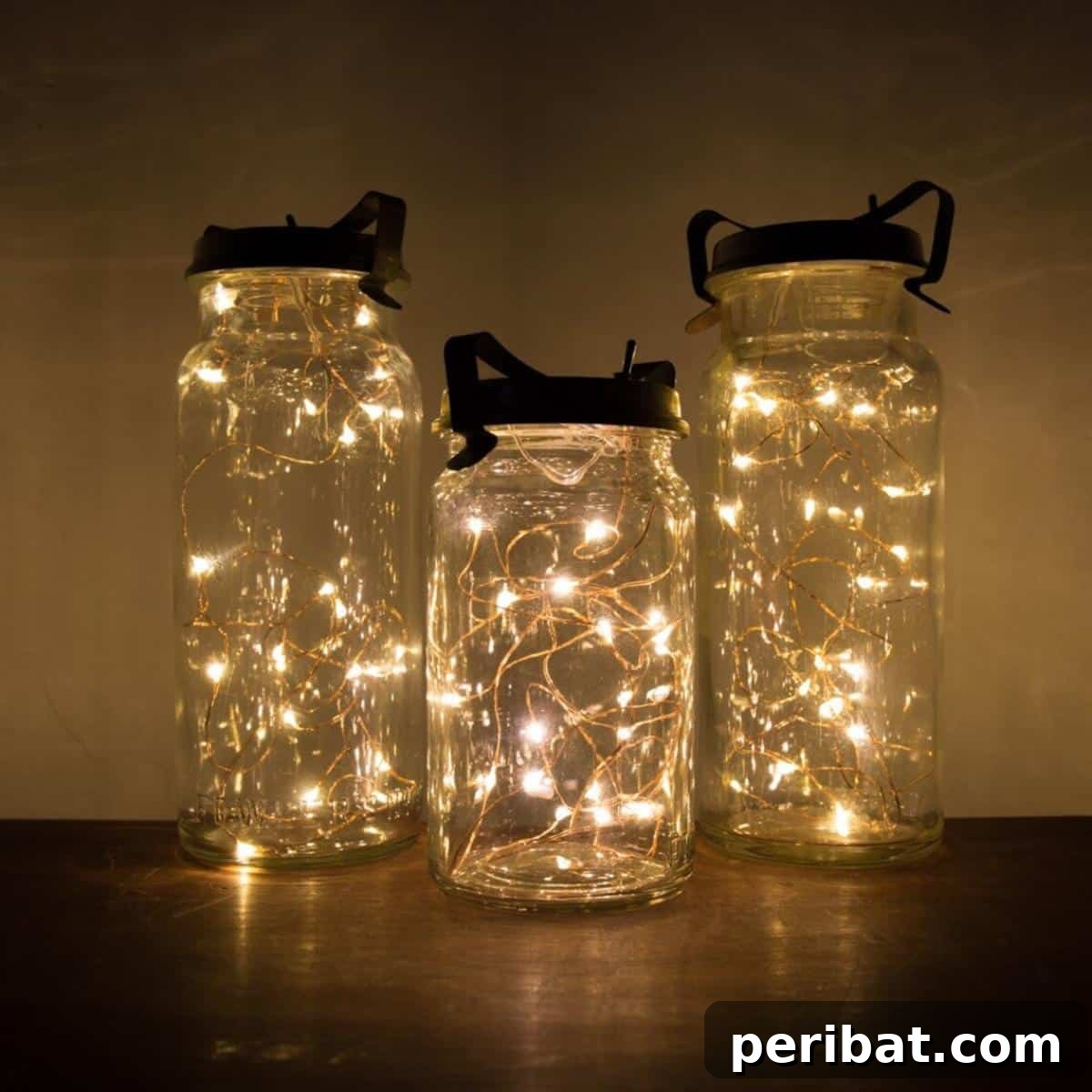 Mason Jar Magic: 20 DIY Tissue Paper Lanterns 20 A reclaimed vintage mason jar transformed into a fairy light lantern with LED copper string lights.