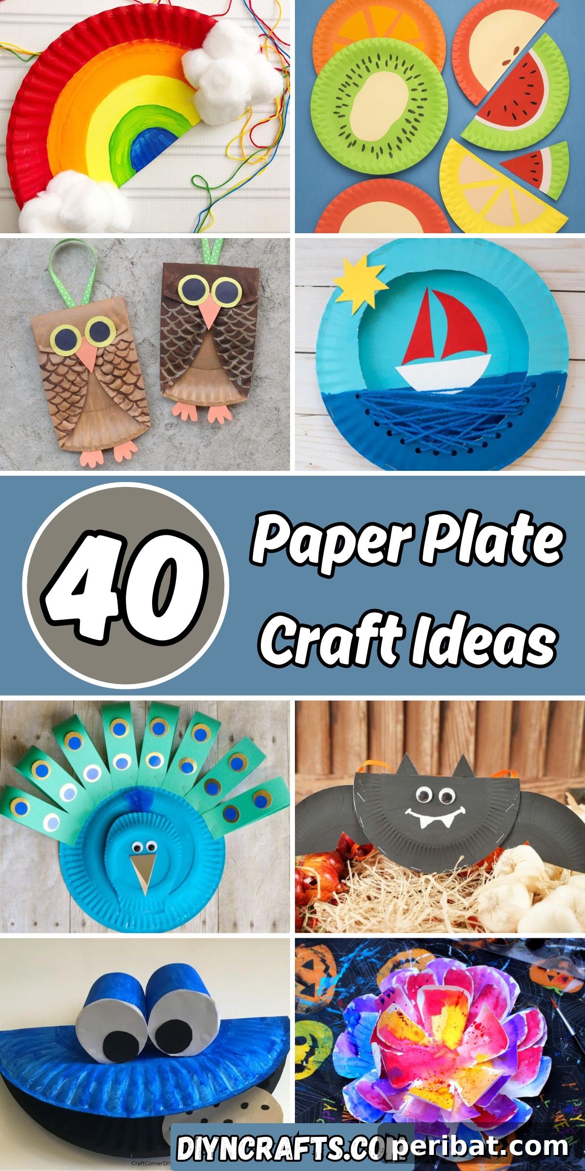 40 Paper Plate Craft Ideas collage.